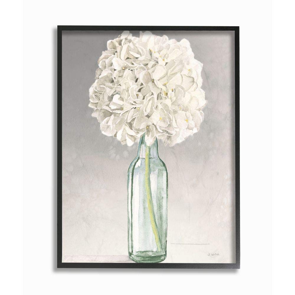 Stupell Industries Grey Green Floral Painting Print - Beautiful Jar Flowers Wall Art, 24x30 Inches, Multi-Color Canvas for Living Room, Bedroom & Office Decor
