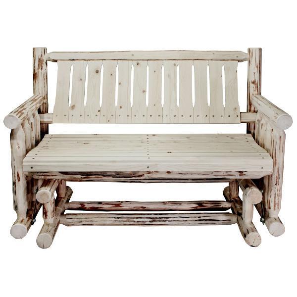 Montana Log Glider - Handcrafted Wooden Porch Swing for Outdoor Relaxation | Perfect for Decks, Gardens, and Patios