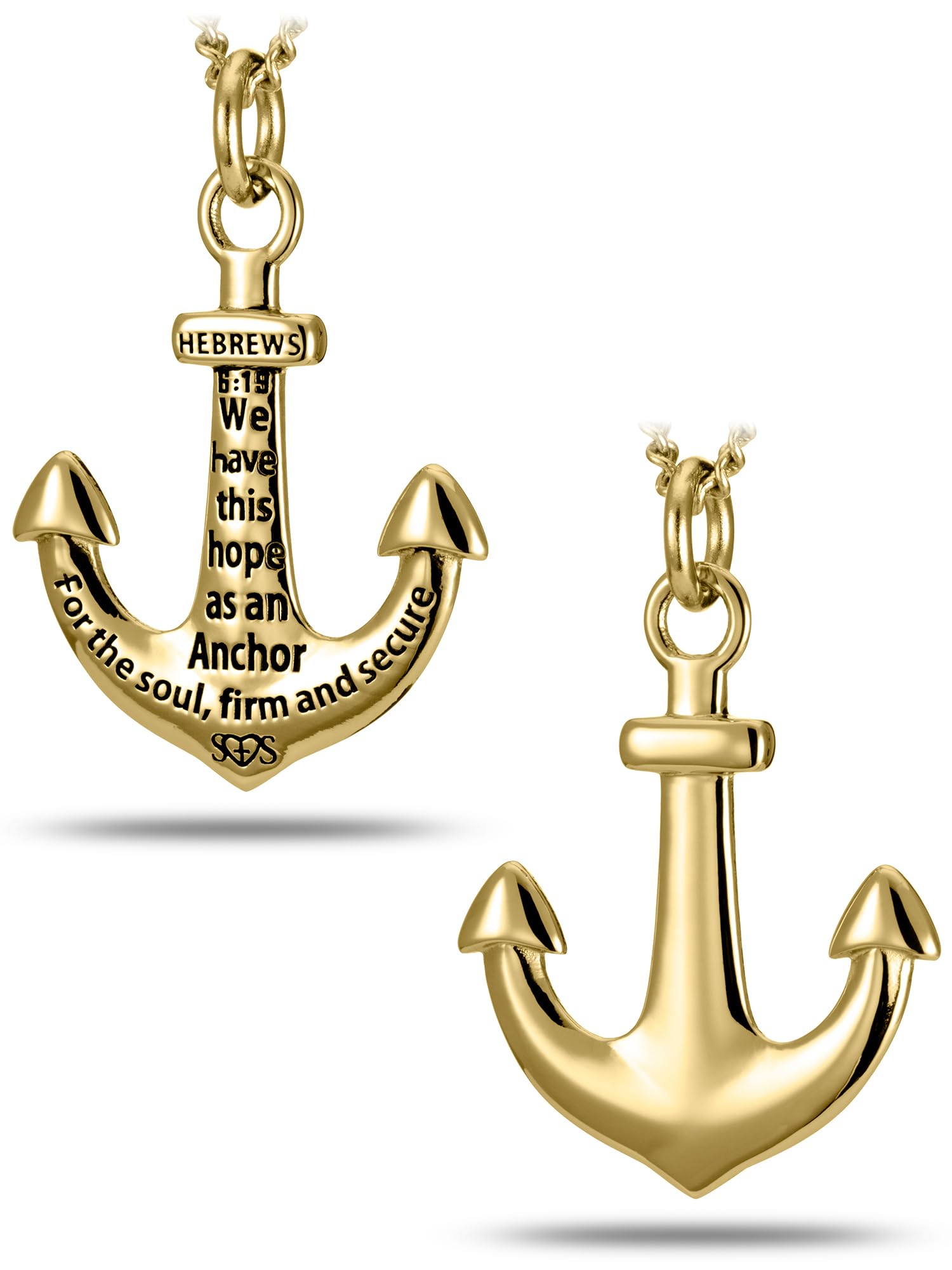 Shields of Strength Women's Gold Plated & Stainless Steel Anchor Necklace with Hebrews 6:19 Bible Verse - Christian Faith Jewelry for Daily Wear, Church, Prayer & Gift Giving