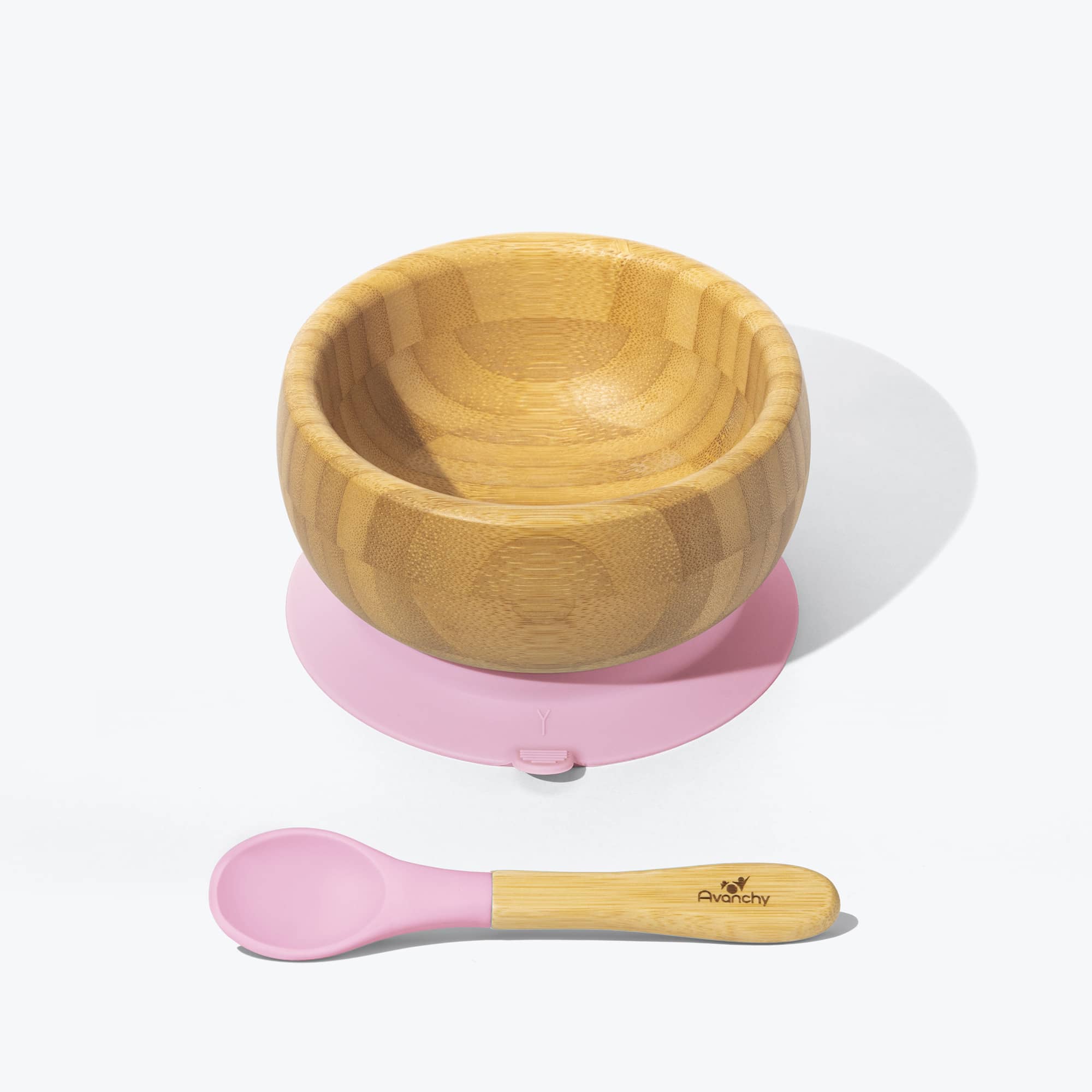 Avanchy Bamboo Suction Baby Bowl with Spoon - Eco-Friendly, Non-Slip, BPA-Free for Toddlers & Infants - Perfect for Mealtime, Travel & Daycare - Pink