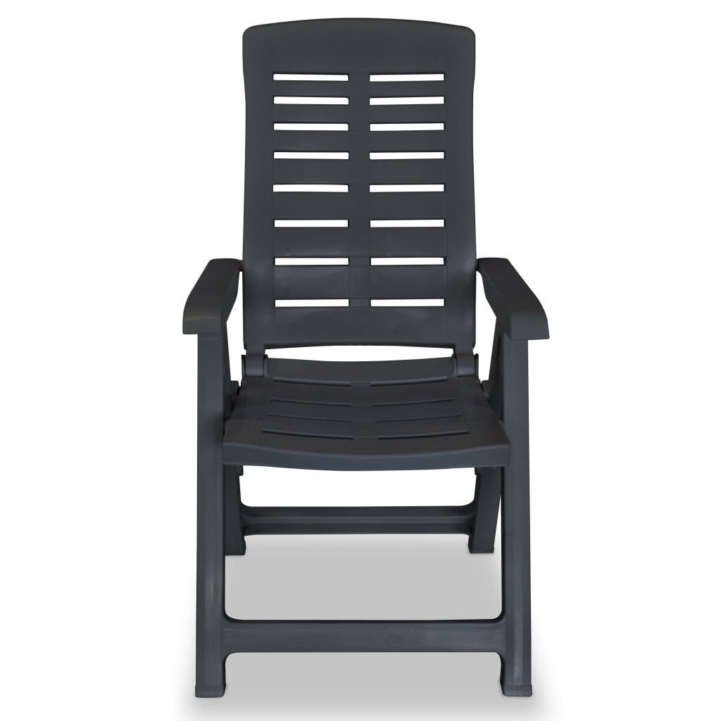Foldable Outdoor Lounge Chair Set of 2 - Portable Reclining Patio Chairs for Backyard, Garden, Deck, Poolside & Camping - Durable Plastic Furniture in Anthracite Grey - Perfect for Relaxing, Sunbathing & Outdoor Gatherings