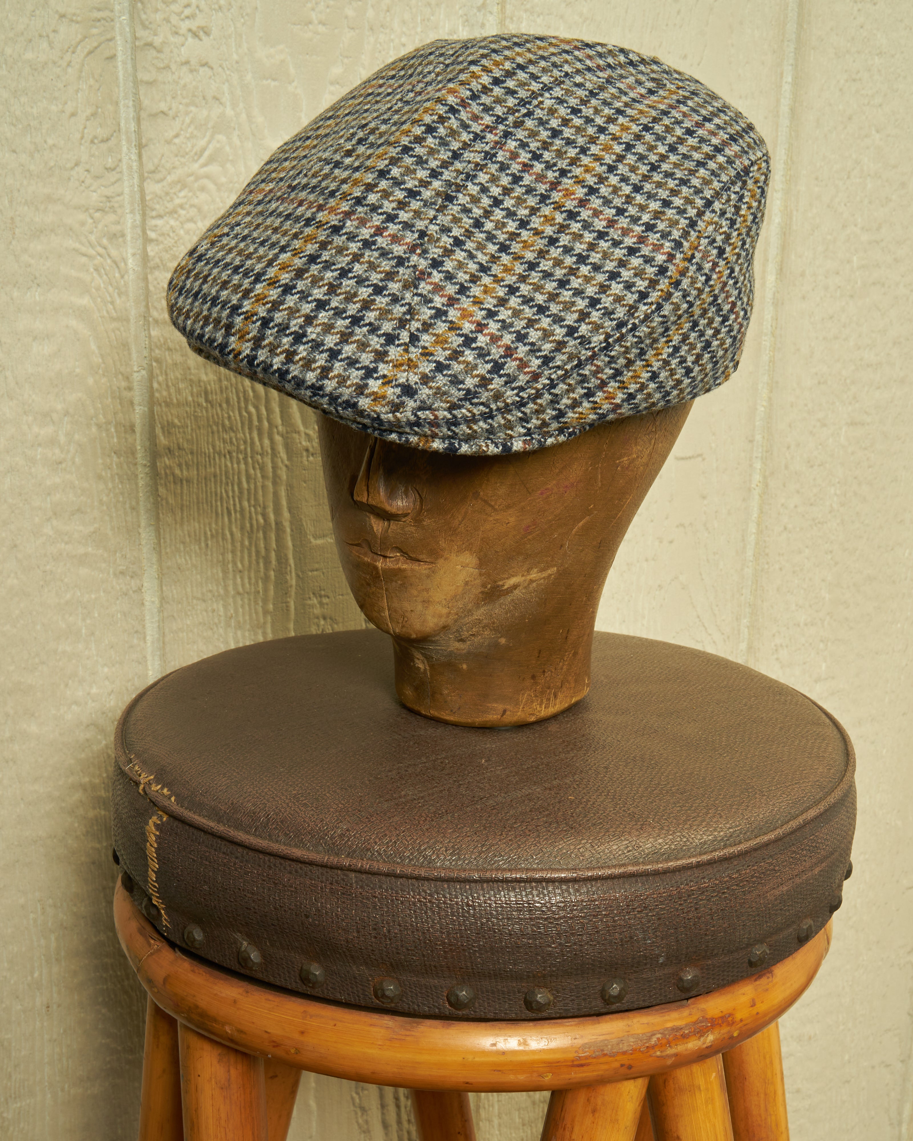 Premium Grey Houndstooth Wool Touring Cap - Classic Vintage Style for Men & Women | Perfect for Travel, Outdoor Adventures & Casual Fashion