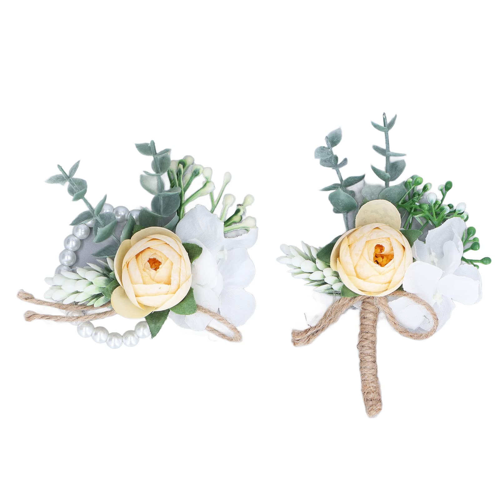 2PCS Rose Flower Wrist Corsage & Boutonniere Set - Wedding Floral Accessories for Bride, Groom & Bridesmaids - Perfect for Weddings, Prom & Formal Events