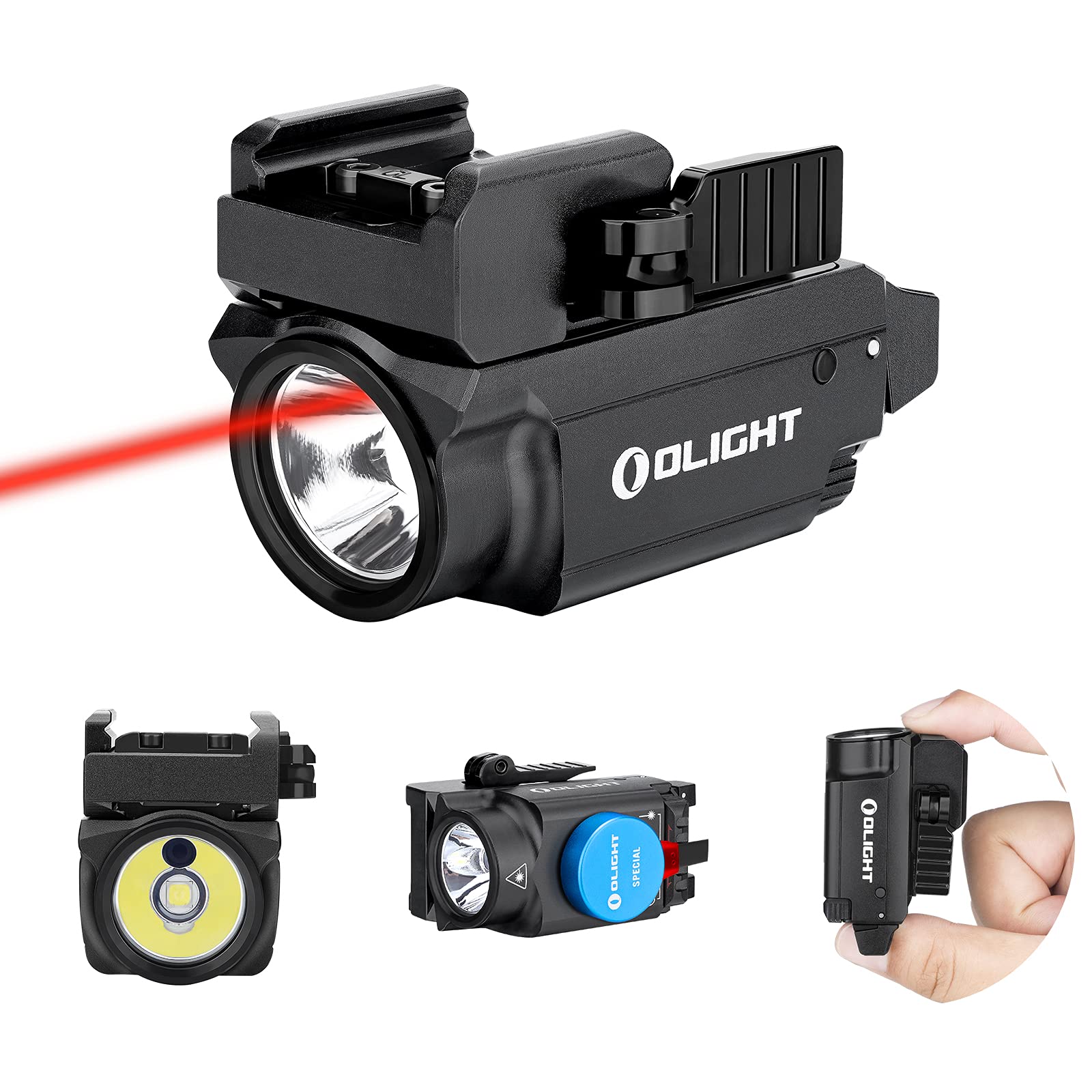 OLIGHT Baldr RL Mini 600 Lumens Compact Rail Mounted Tactical Flashlight - Red & White LED Combo, Magnetic USB Rechargeable, Fits 1913/GL Rails - Perfect for Home Defense, Hunting & Tactical Operations