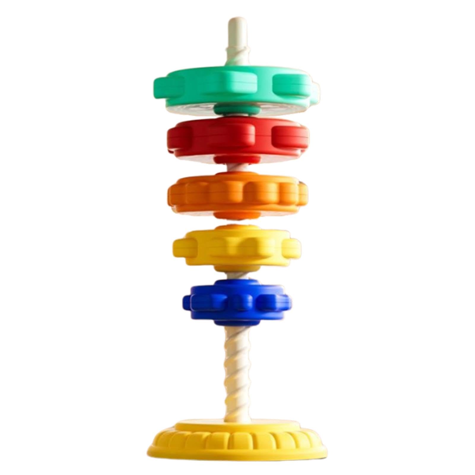 Rainbow Stacking Rings - Educational Spin Stacker Toy for Toddlers 1-3 | Sensory Learning & Motor Skills Development | Perfect for Playtime, Daycare & Early Childhood Education