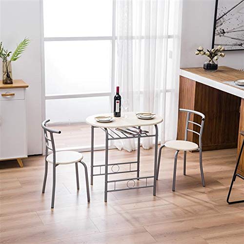 PVC Breakfast Table Set with 2 Chairs - Natural Wood Look Dining Table for Small Spaces, Kitchen Nook, or Balcony | Compact & Durable for Apartments, Studios, and Outdoor Use