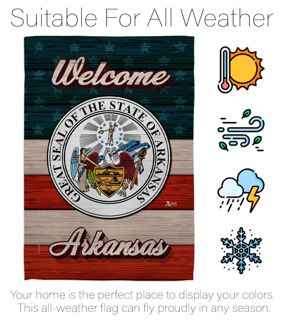 Americana Home & Garden Welcome Arkansas House Flag - Double-Sided USA Made Decorative Banner for States, Territories & Country Areas - Perfect for Small Garden, Yard, Porch & Patriotic Gift Giving