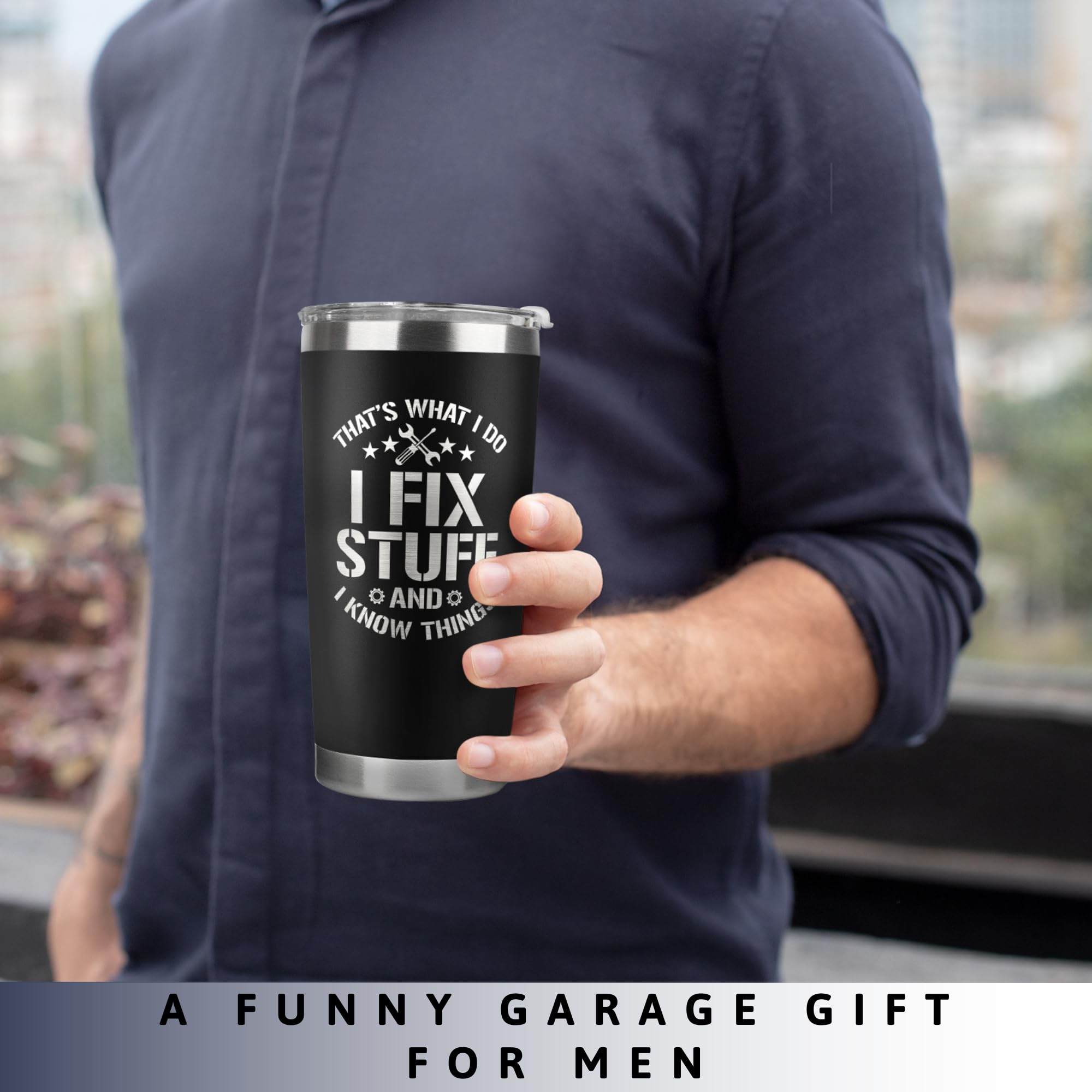 Premium 20 Oz Stainless Steel Tumbler for Men - Insulated Travel Mug for Dad, Husband, Grandpa & Uncle - Ideal Anniversary, Birthday & Christmas Gift - Perfect for Coffee, Tea & Cold Drinks at Home, Office or On-The-Go