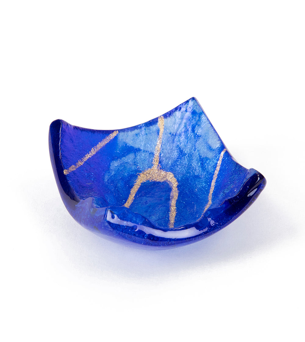 3 x 3 Inch Cobalt Blue Lava Glass Tray by Marian Fieldson - Perfect for Jewelry Display, Bathroom Organizer & Home Decor