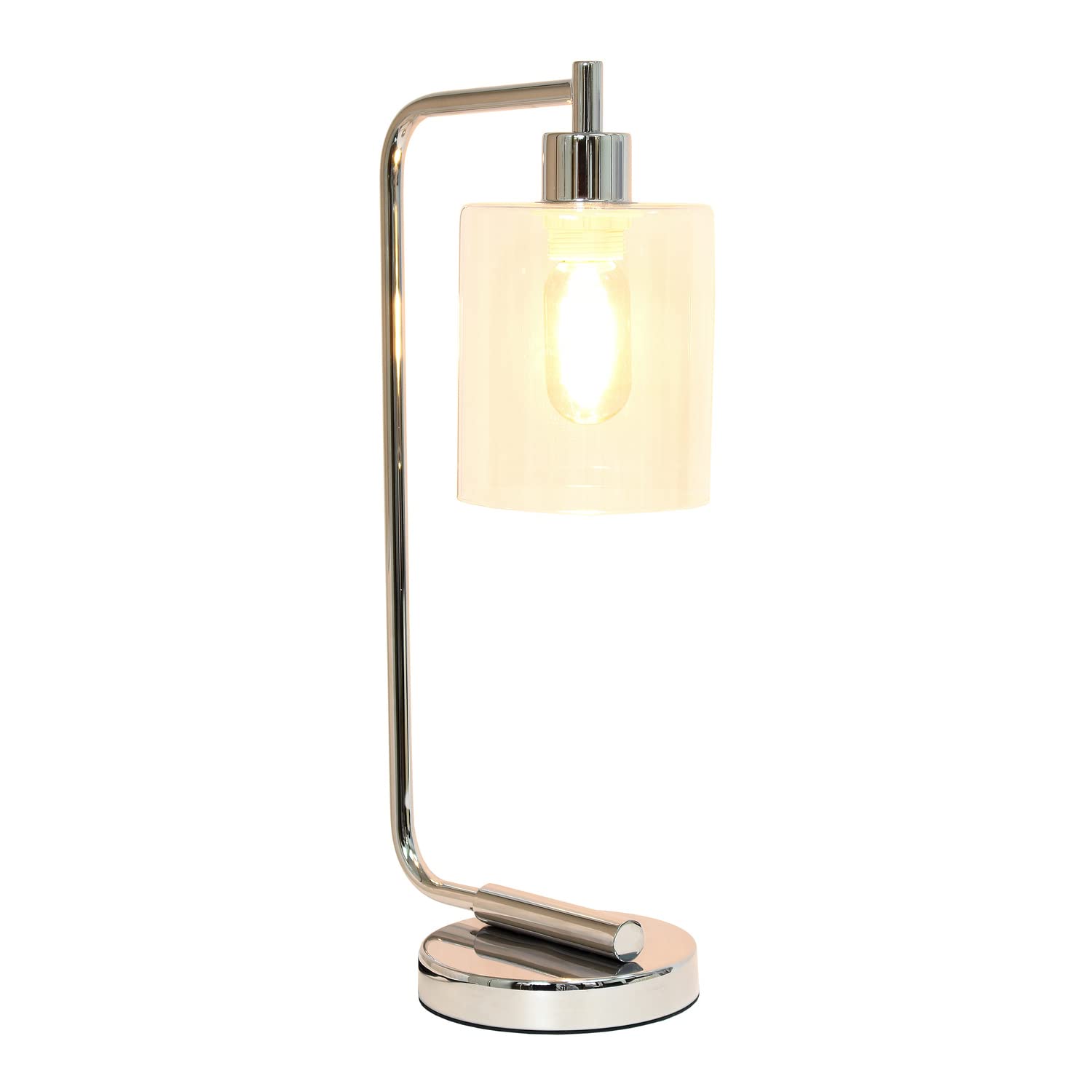 Modern Chrome Iron Desk Lamp with Glass Shade - Adjustable Office Lighting for Study, Reading & Home Decor