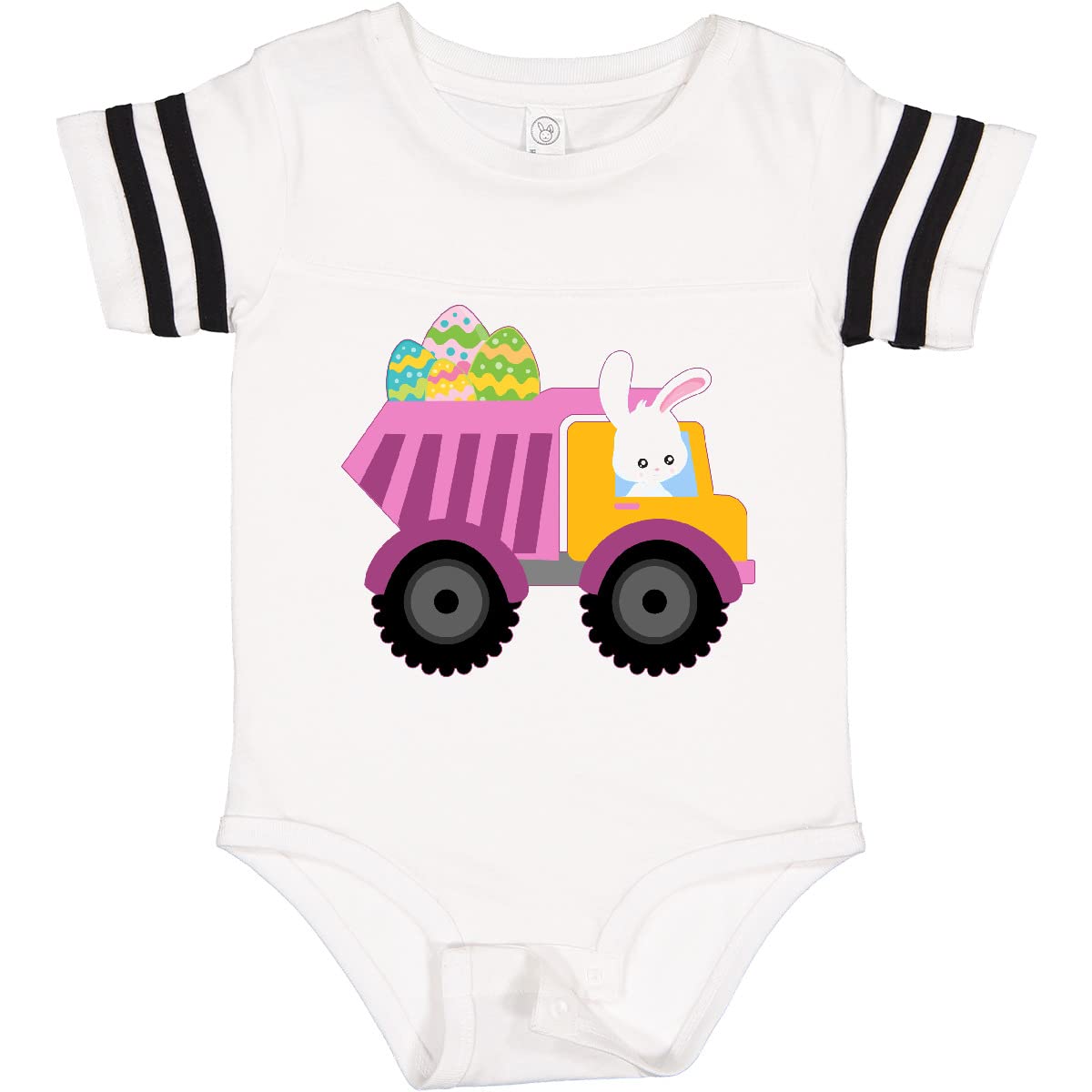 Easter Bunny Dump Truck Baby Bodysuit - Cute Easter Outfit for Infants