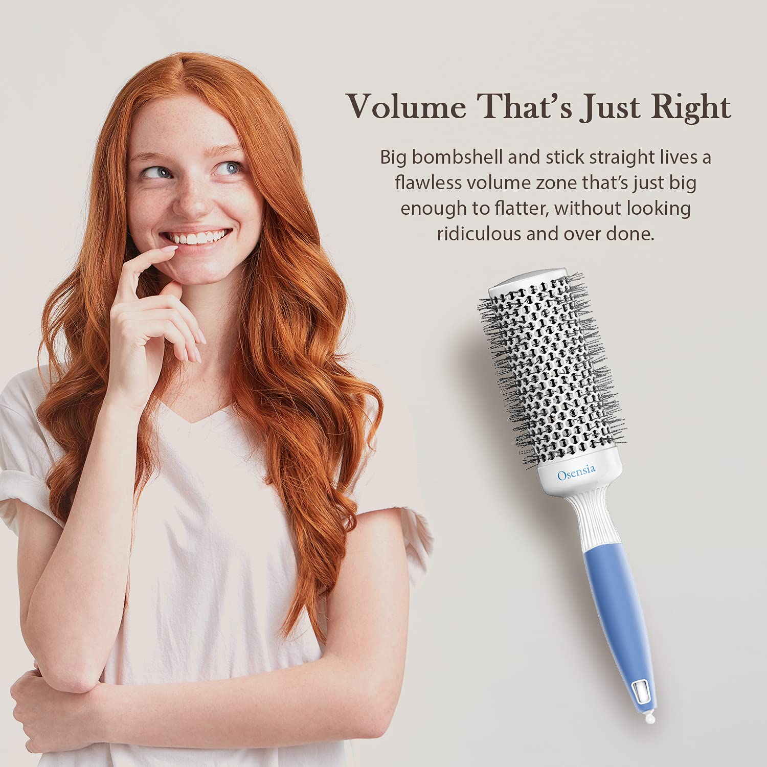Professional Hair Brush Set for Blow Drying & Detangling - 1.7 Inch Round Brush & Paddle Brush with Nylon & Boar Bristles - Perfect for Thick Hair Styling at Home or Salon Use