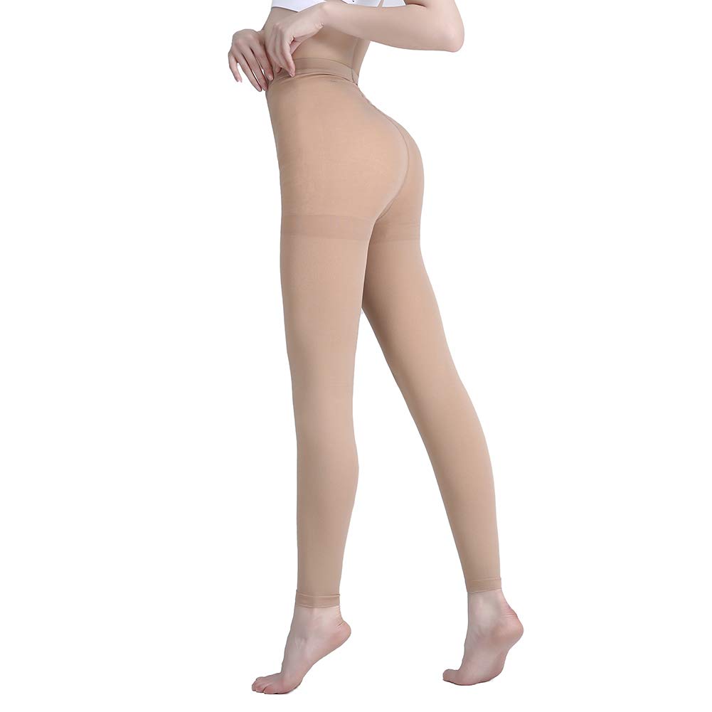 AMZAM® 15-20 mmHg Medical Compression Pantyhose for Women & Men - Graduated Support Leggings for Edema, Varicose Veins & Post-Surgery Recovery - Opaque Footless Waist-High Stockings (Beige, 3XL) - Ideal for Travel, Work & Daily Comfort