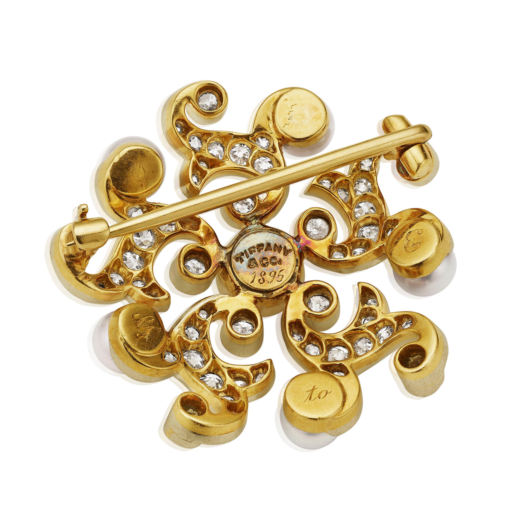 Vintage Tiffany & Co. Natural Pearl and Diamond Brooch - Elegant Antique Jewelry for Weddings, Parties & Special Occasions