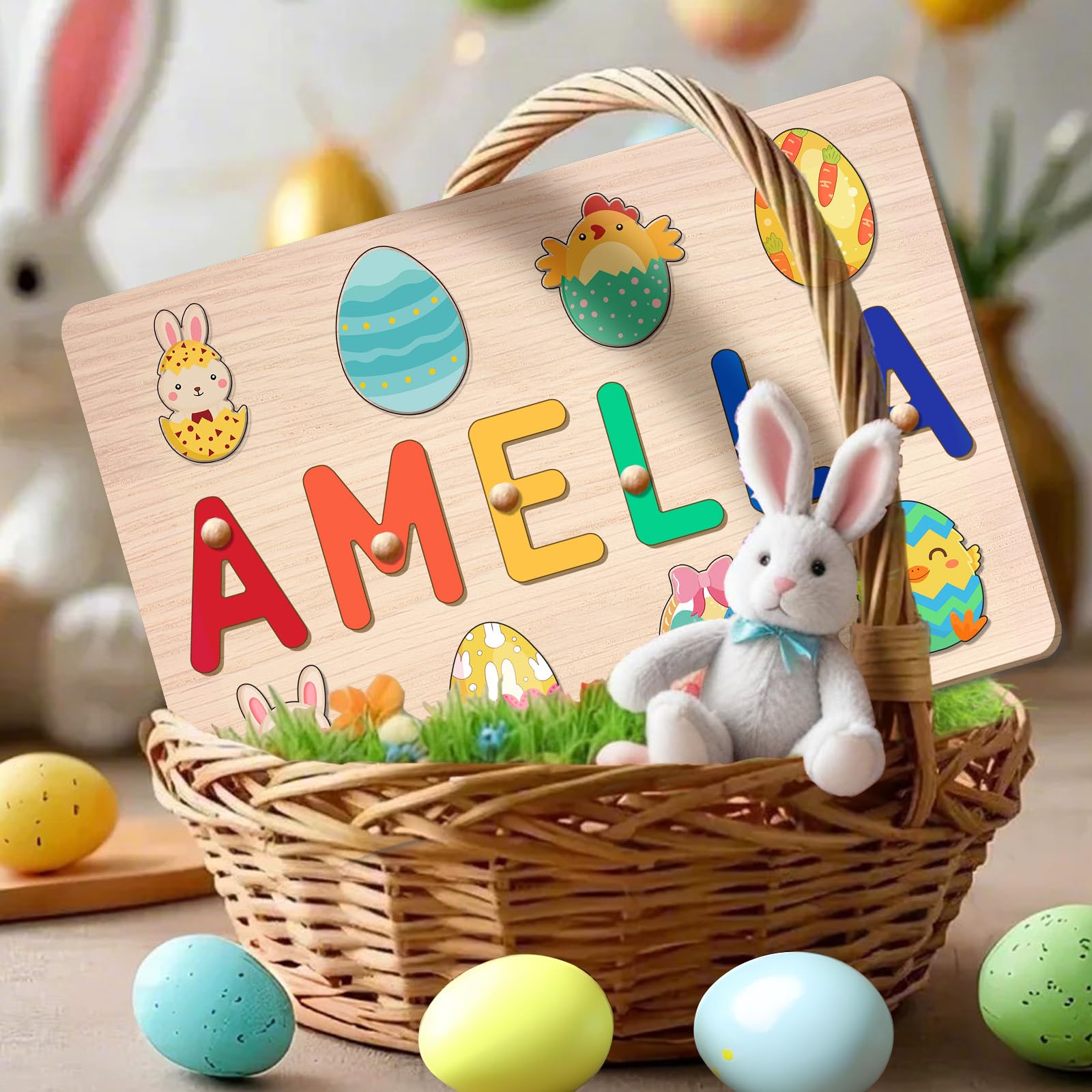 Custom Name Puzzle for Kids - 1st Birthday & Christmas Gift for Boys & Girls - Nursery Decor