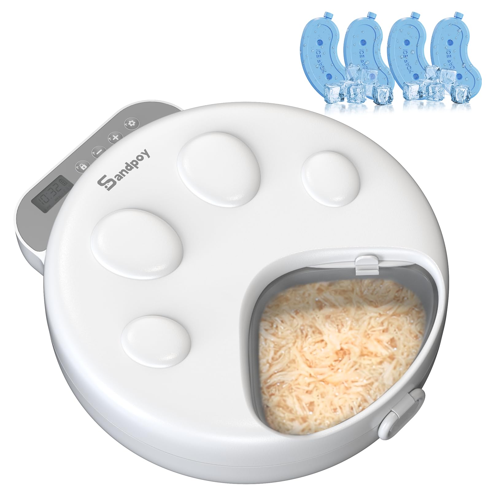 Automatic Cat Feeder for Wet Food - Cordless Programmable Pet Food Dispenser with 4 Ice Packs & Timer, 4 Meals Per Day Fresh Food Storage Container, Battery Operated Auto Feeder for Kittens & Small Dogs - Perfect for Home, Office, or Travel Use