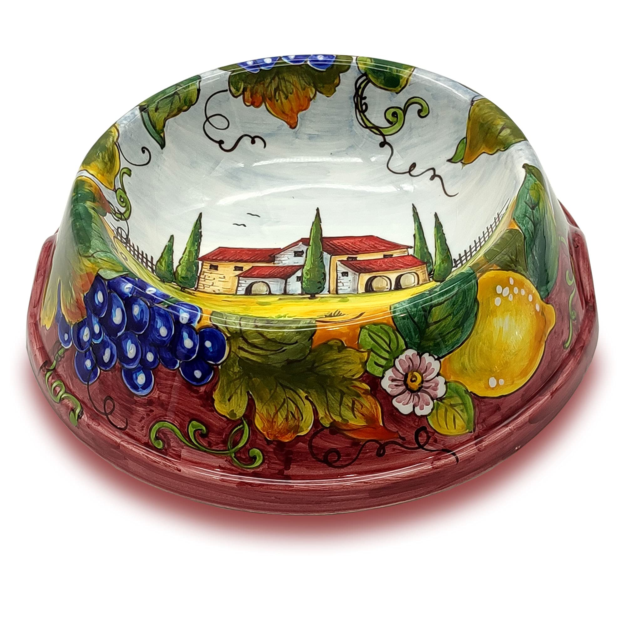 Italian Hand-Painted Ceramic Pet Bowl - Tuscan Style Dog & Cat Food Dish - Durable Dishwasher Safe Bowl for Small Animals - Perfect Gift for Pet Lovers | Ideal for Home Decor, Kitchen Use & Outdoor Feeding