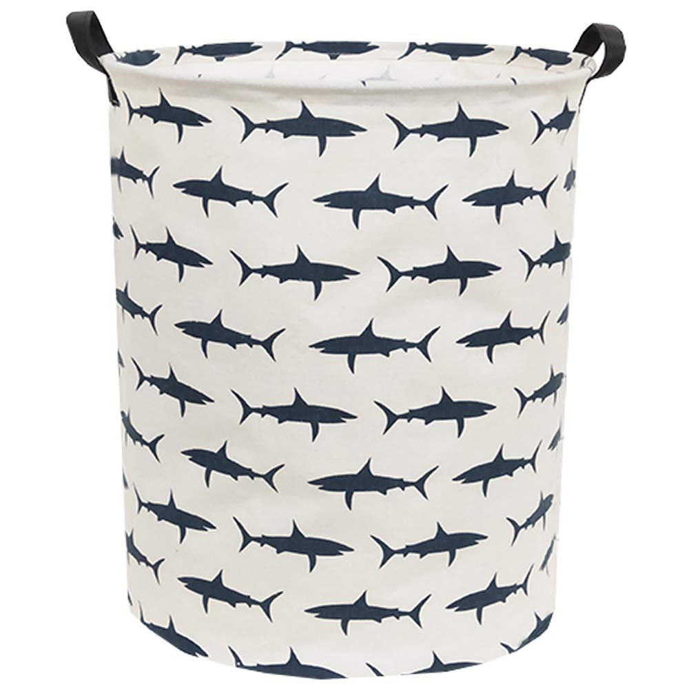 **Shark Laundry Hamper for Kids - Collapsible Canvas Storage Basket, Boys Room Decor, Nursery Toy Organizer | Perfect for Bedroom, Playroom & Closet Organization**