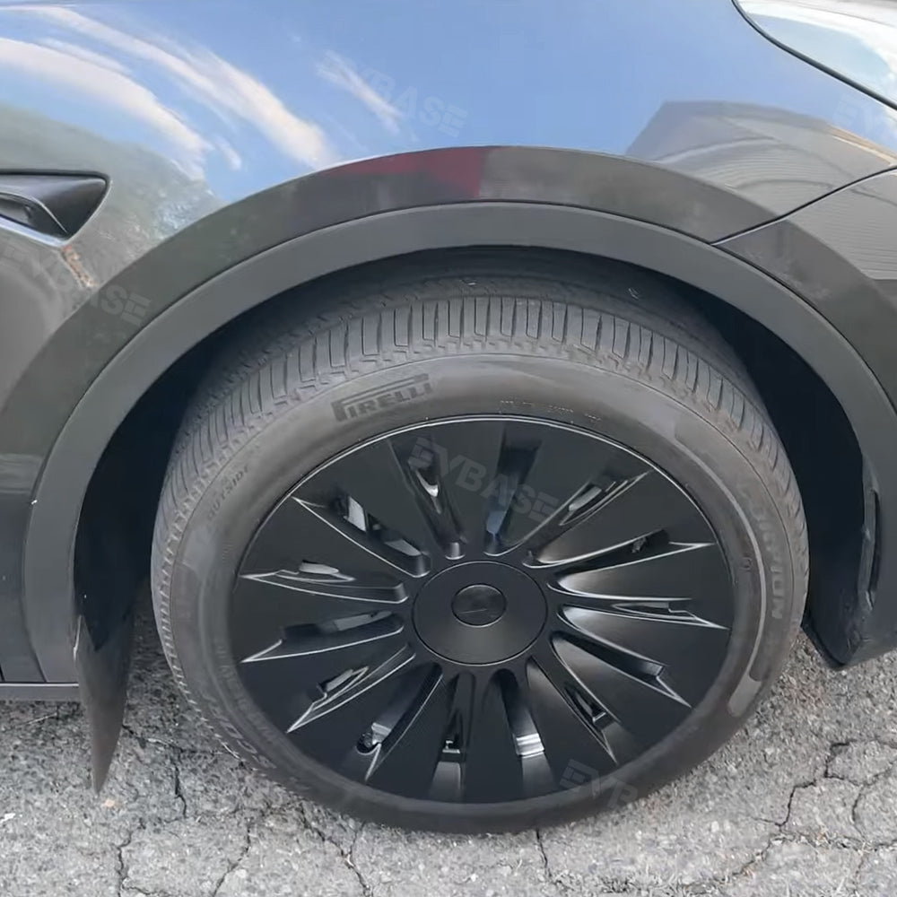 Tesla Model Y 19 Inch Gemini Wheel Covers (4-Piece Set) - Sleek Matte Black Induction Style Hub Caps - Perfect for Protection & Aesthetic Upgrade on Model Y 2017-2023