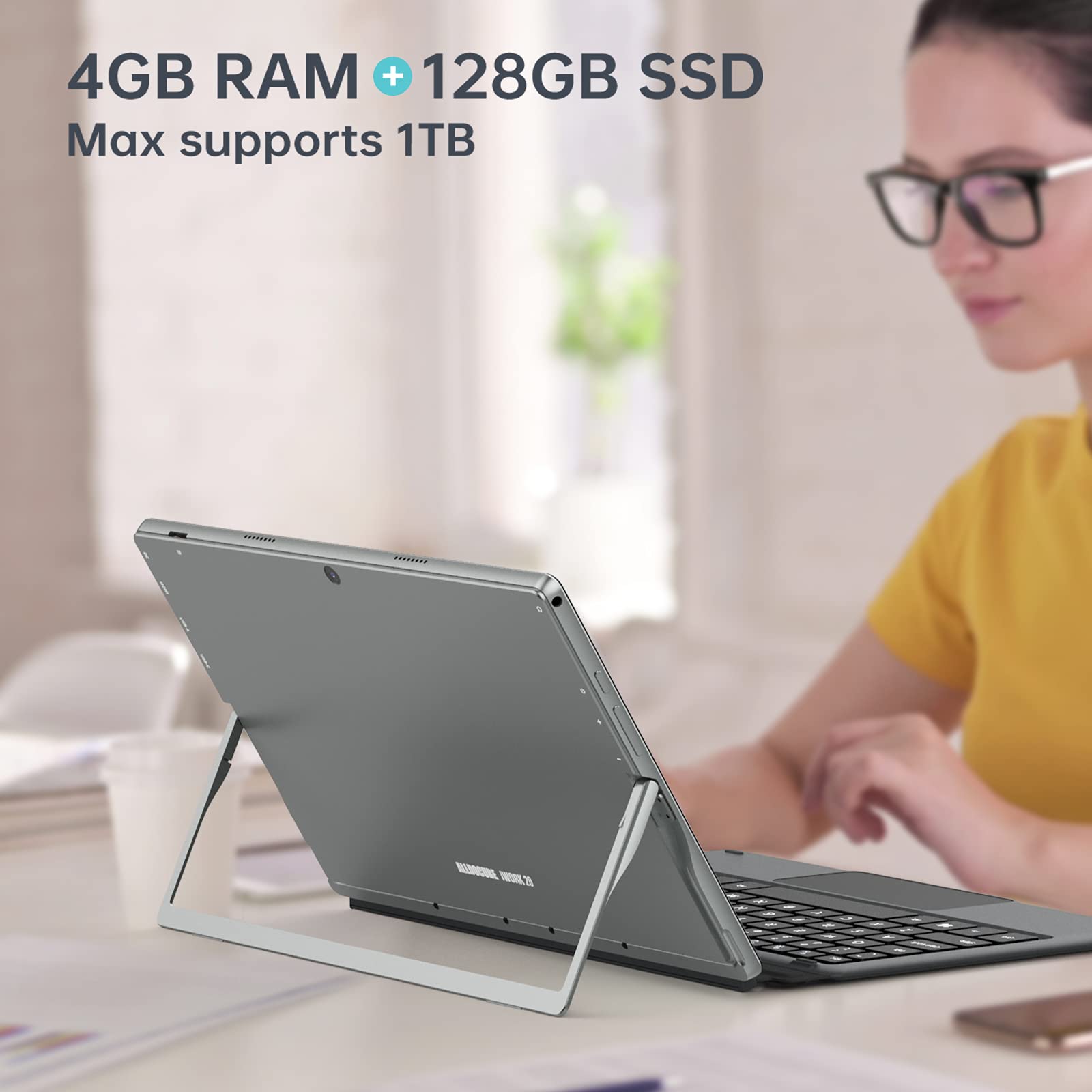 ALLDOCUBE iWork20 2-in-1 Laptop Tablet with Detachable Keyboard - 10 Inch Windows 10 Pro Tablet PC, Intel Celeron N4020 Processor, 4GB RAM 128GB Storage, HDMI Output - Perfect for Work, Study & Entertainment