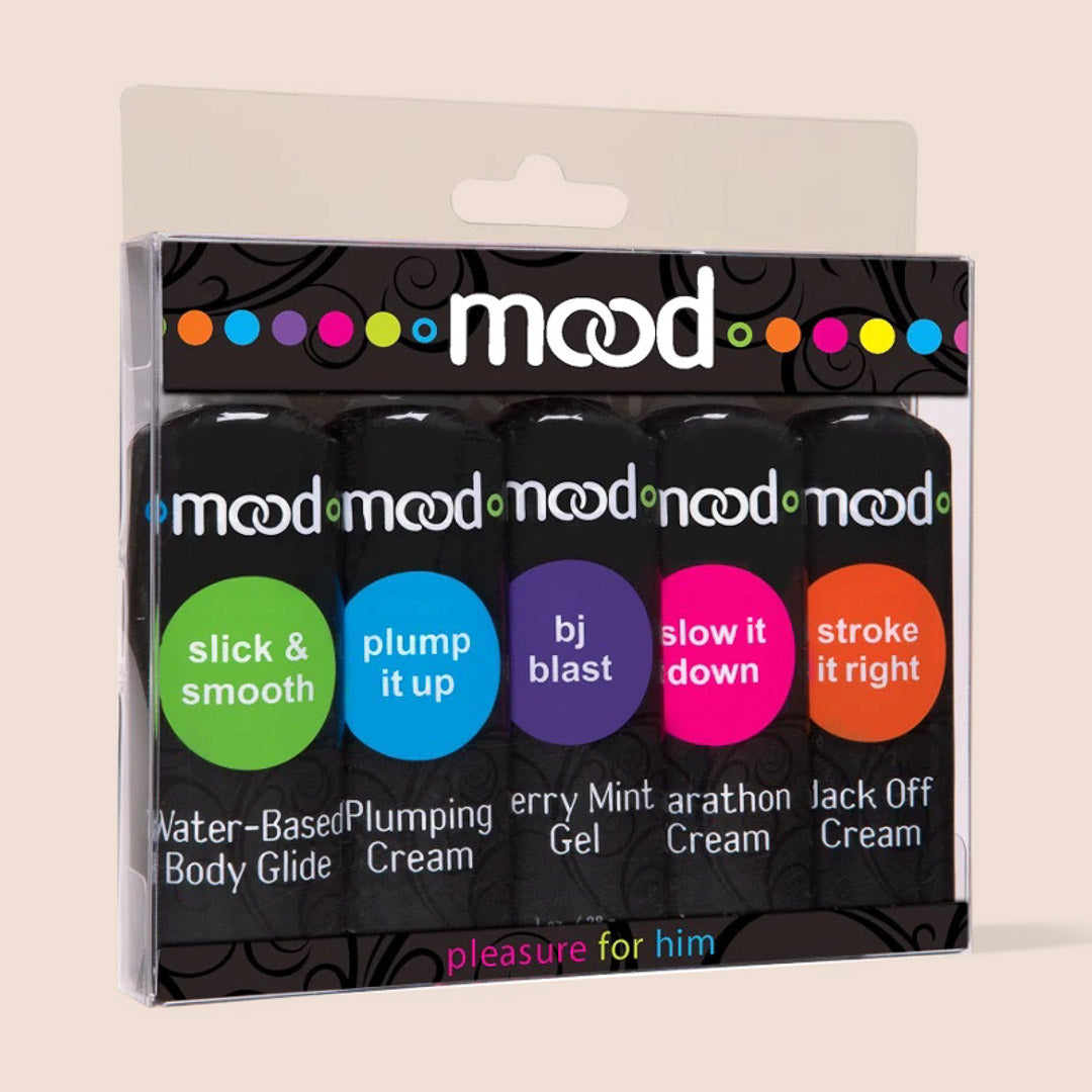 Mood™ Lube Pleasure Enhancer for Men - 5 Pack | Water-Based Personal Lubricant for Enhanced Intimacy & Couples Play | Long-Lasting Smoothness for Maximum Comfort