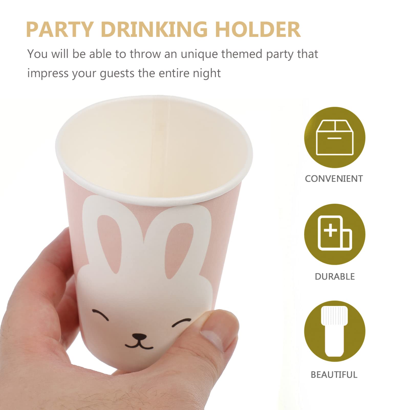 Bestoyard 32Pcs Bunny Rabbit Easter Paper Tea Cups - Cute Disposable Drinking Cups for Hot & Cold Beverages, Water, Juice, Coffee, Tea - Perfect for Easter Parties, Baby Showers, and Holiday Gatherings
