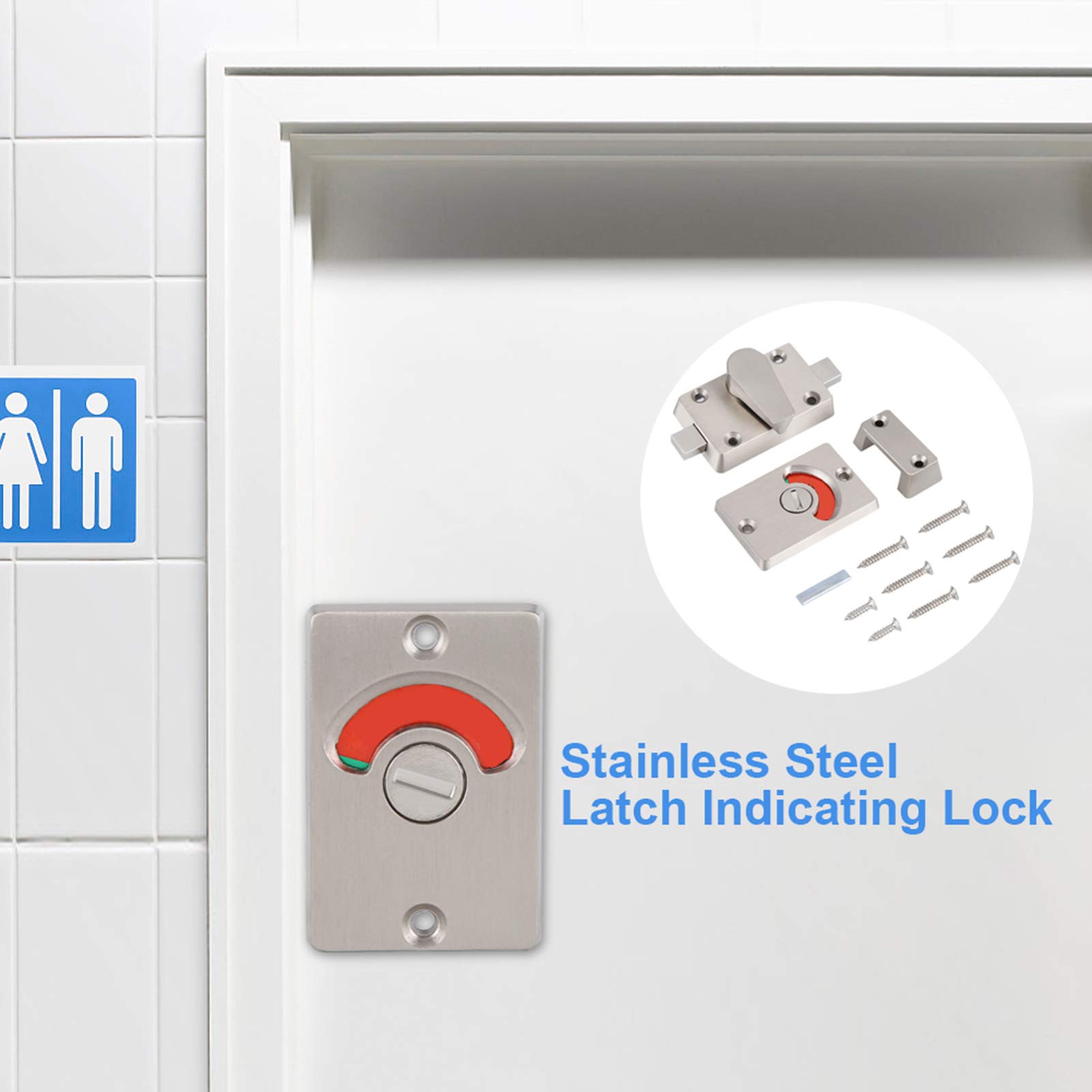 Stainless Steel Vacant/Engaged Indicator Door Lock - 3 Pack for Bathroom, Toilet & Public Restroom Security | Durable Privacy Bolt for Home, Office & Commercial Use