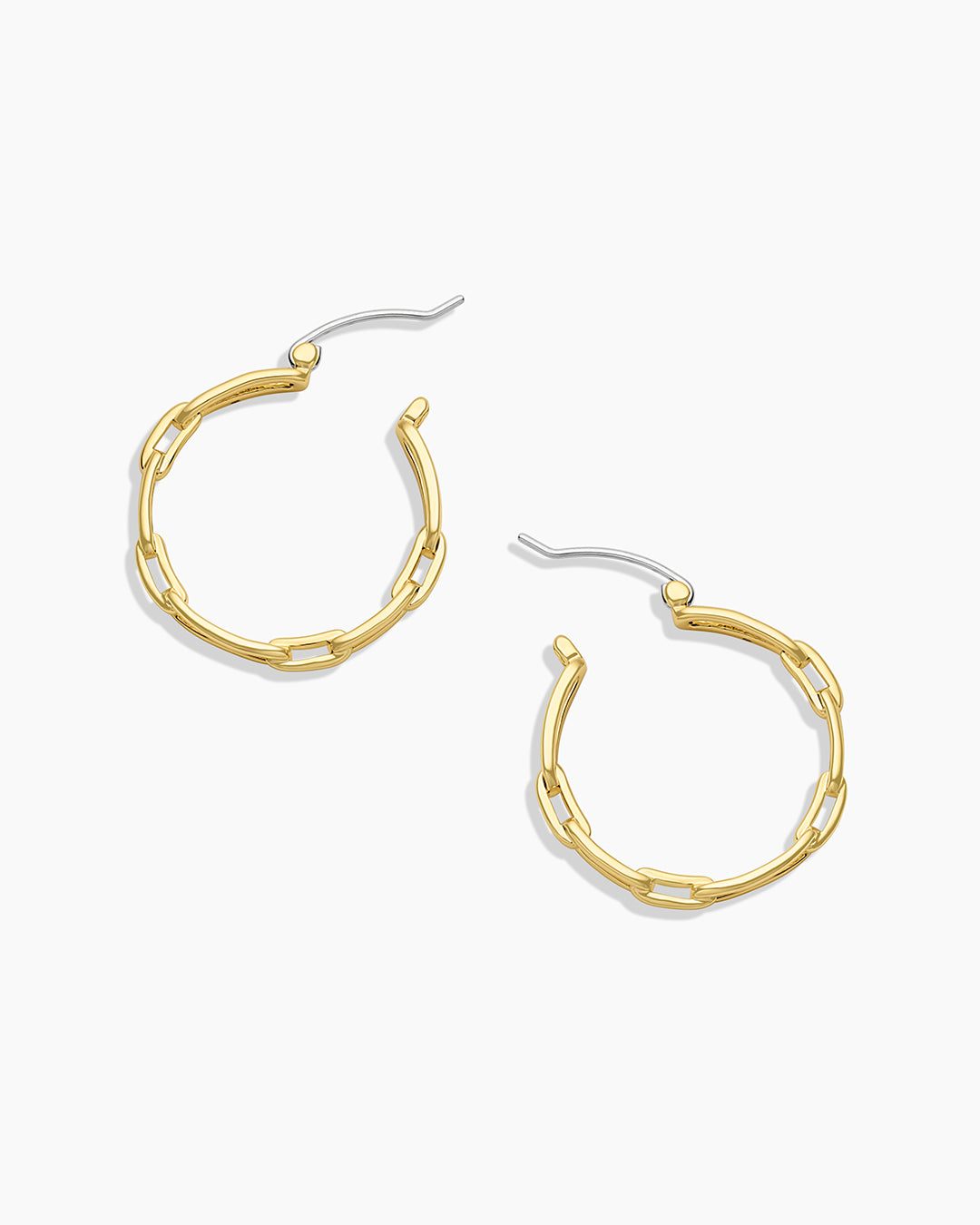 Parker Link Hoops Earrings for Women - 14K Gold Plated Dainty Chain Hoop Earrings - Trendy Minimalist Jewelry for Everyday Wear, Date Night & Special Occasions