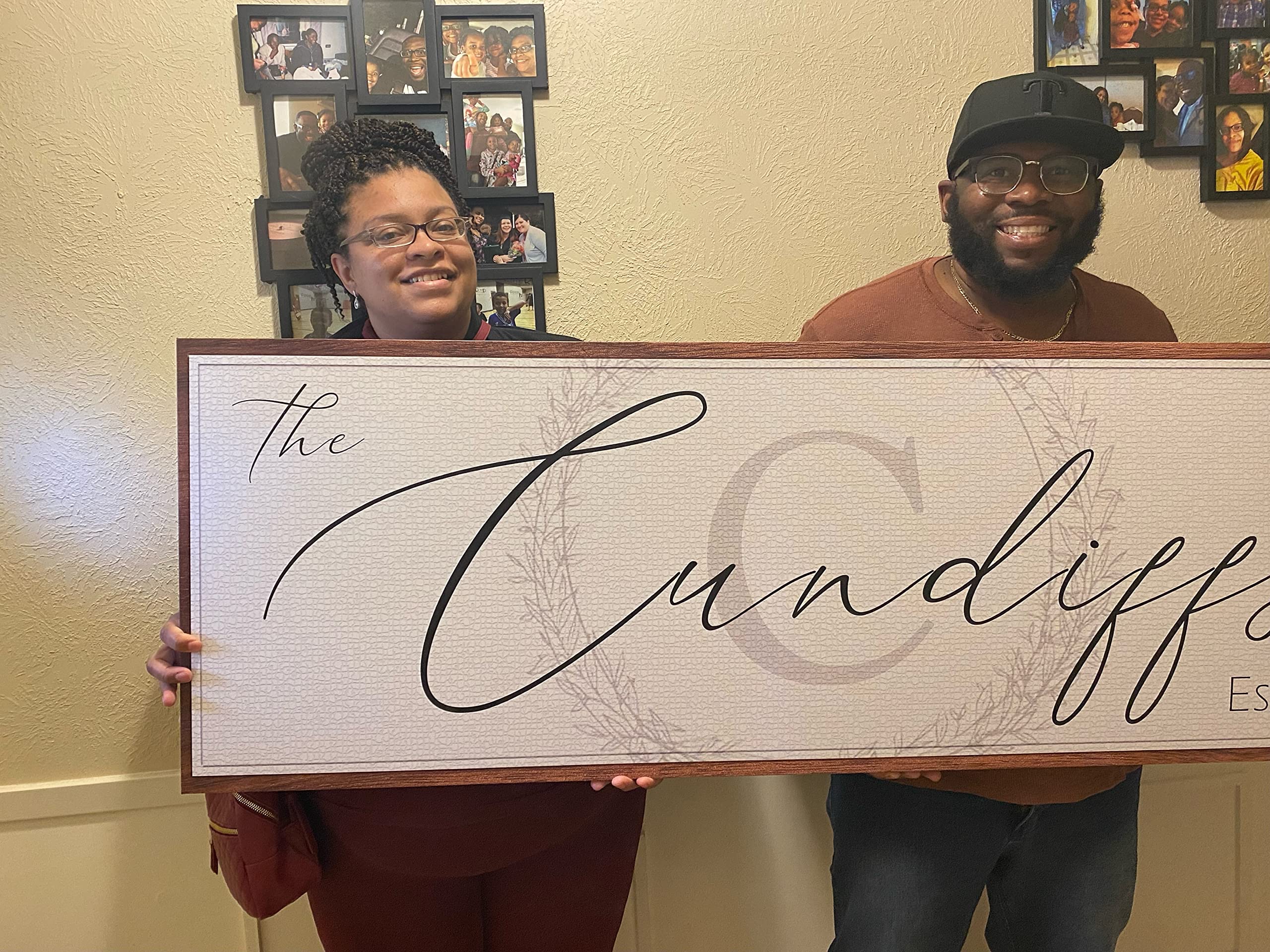 Personalized Family Name Sign - Custom Last Name Wall Decor Canvas for Living Room, Fireplace, Kitchen - 20x10 Inch Wooden Framed Monogram Home Decor - Perfect for Housewarming, Wedding Gifts & Farmhouse Style Entryway