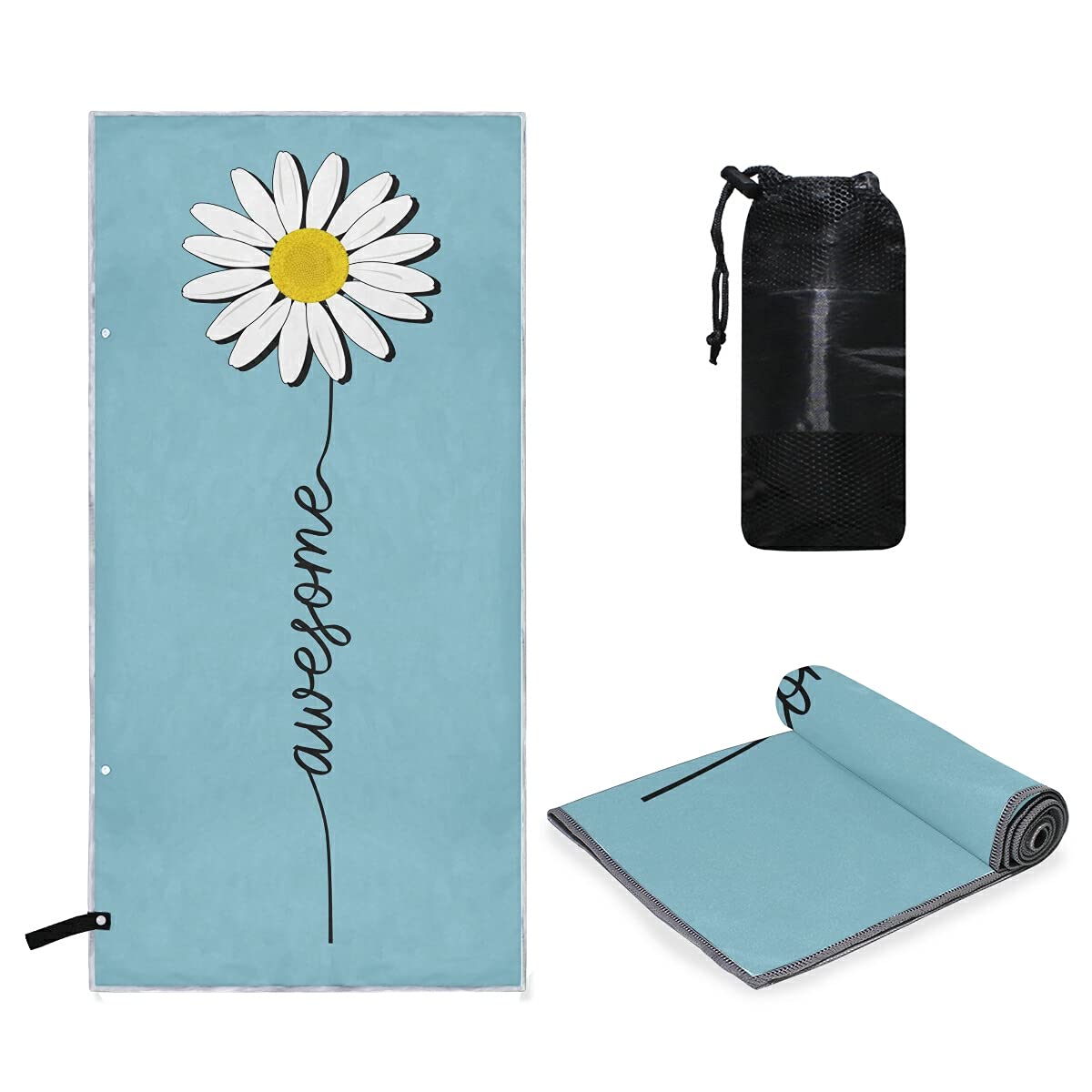 JUNZAN Daisy Beach Towel for Adults - Sand Free, Fast Dry, Super Absorbent Pool Towel for Beach, Pool, and Outdoor Adventures