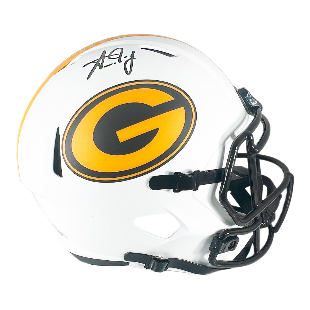 Aaron Jones Autographed Green Bay Packers Lunar Eclipse Speed Full Size Replica Football Helmet - Beckett Certified - Perfect for Collectors, Sports Memorabilia Displays, and Packers Fans Gifts