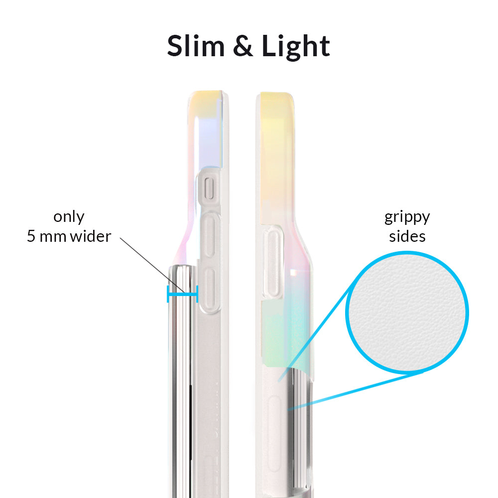 White Opal iPhone Wallet Case - Slim Protective Cover with Card Holder for iPhone 13/14/15 - Perfect for Everyday Use, Travel & Shopping