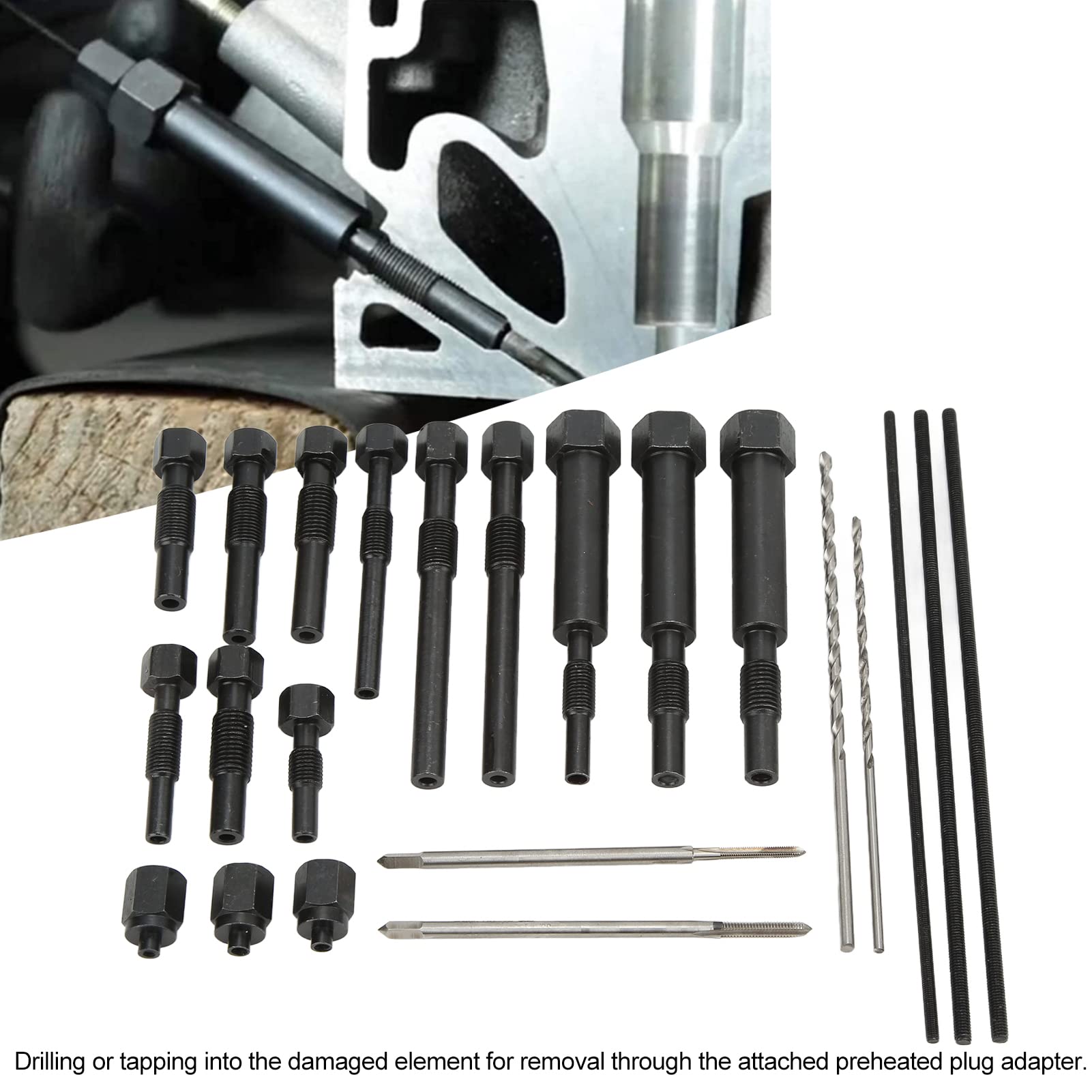 Acouto 22-Piece Broken Plug Removal Tool Kit - Metal Plug Electrode Extractor Set with Portable Storage Box | Ideal for Electricians, DIY Repairs & Home Maintenance