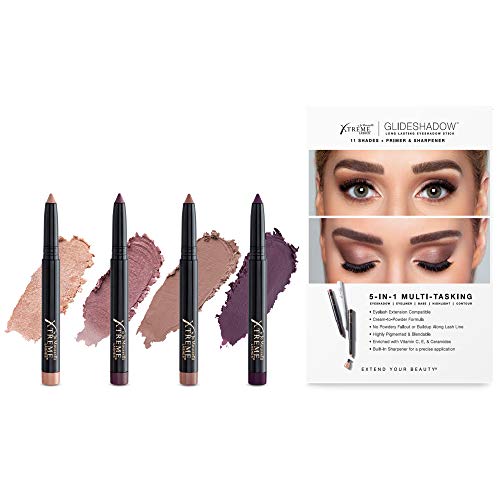 Xtreme Lashes Glideshadow Long Lasting Eyeshadow Stick Quad Collection - Cream to Powder Formula - Eyelash Extension Friendly - No Fallout or Buildup | Perfect for Day to Night Makeup, Professional Use & Sensitive Eyes