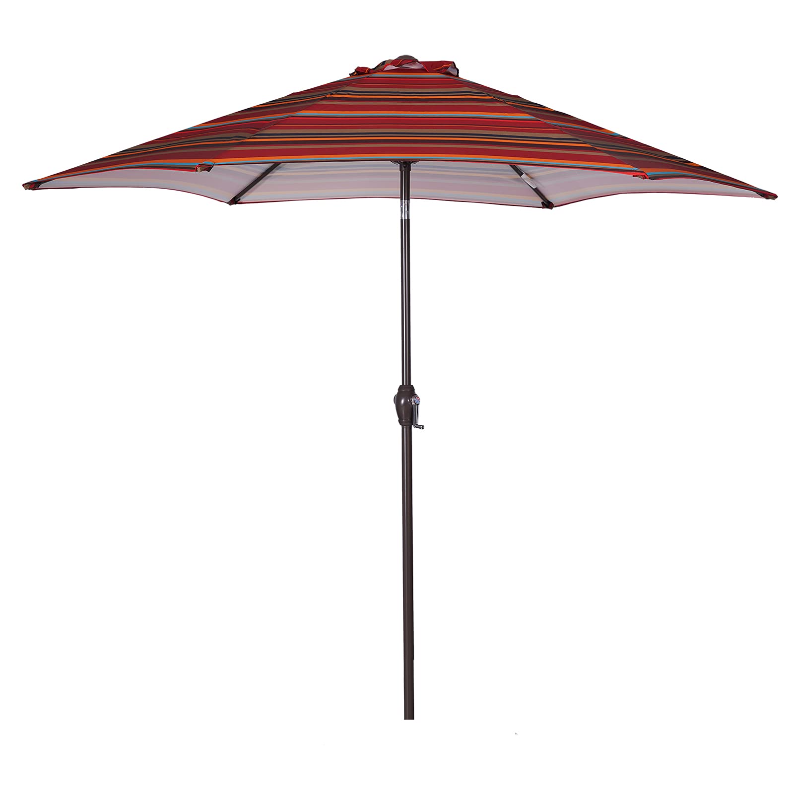 8.6-Ft Outdoor Patio Market Table Umbrella with Push Button Tilt & Crank - Red Stripes (Base Not Included) | Perfect for Backyard, Poolside, Restaurant & Cafe Use