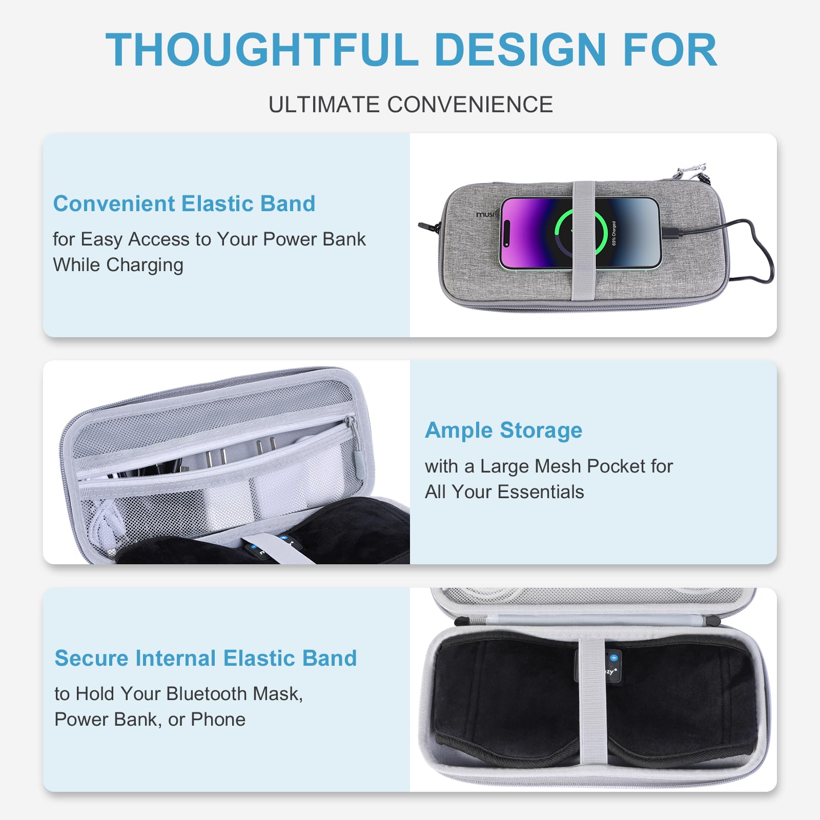 Musicozy Bluetooth Sleep Headband with Hard Case - Wireless Headphones for Sleeping, Sports & Travel | HD Stereo Sound | Perfect for Yoga, Meditation & Nighttime Relaxation