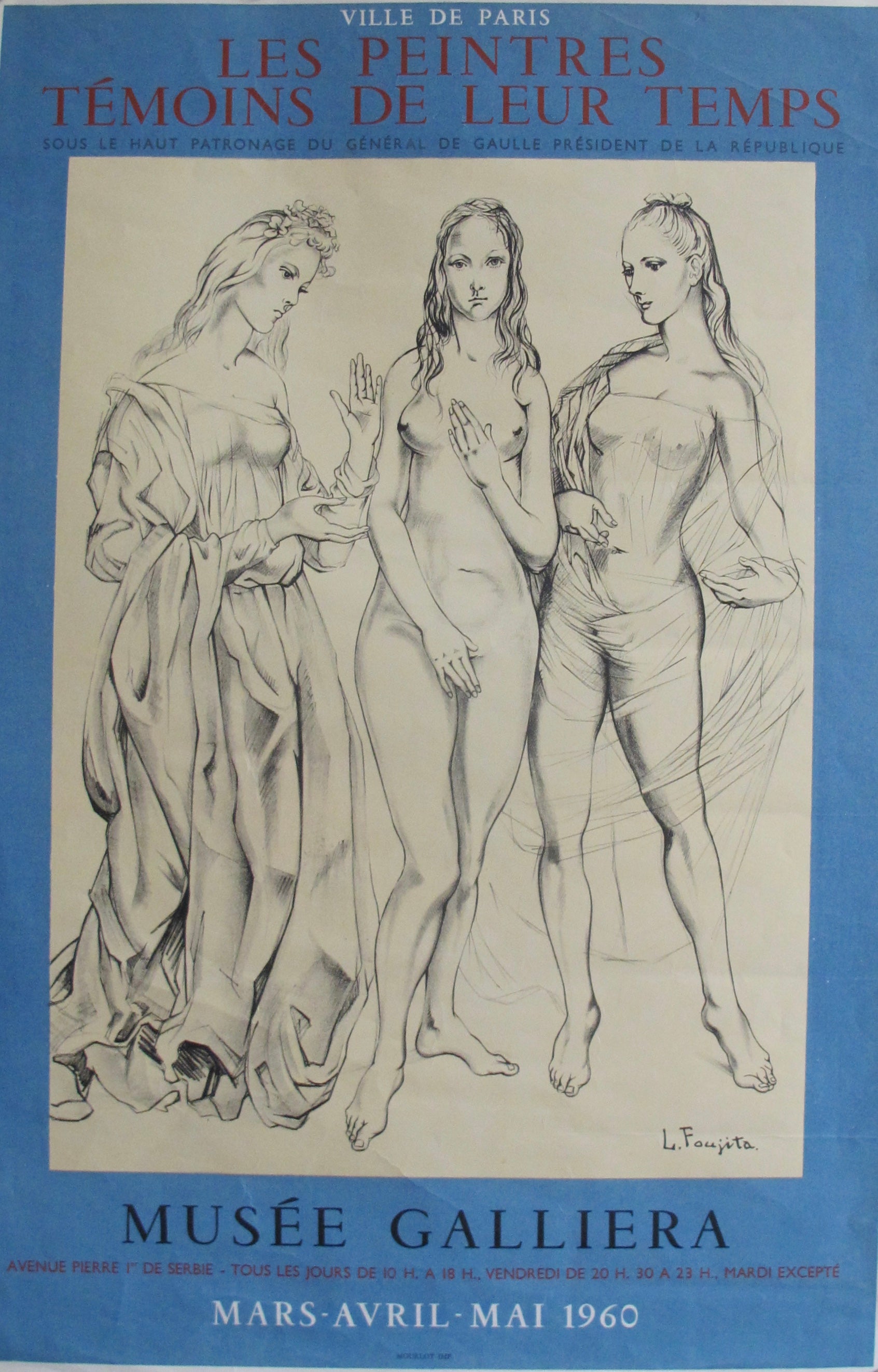 1960 Original French Exhibition Poster - Les Peintres Témoins de Leur Temps - Vintage Art Print - Mid-Century Modern Wall Decor for Living Room, Office & Gallery