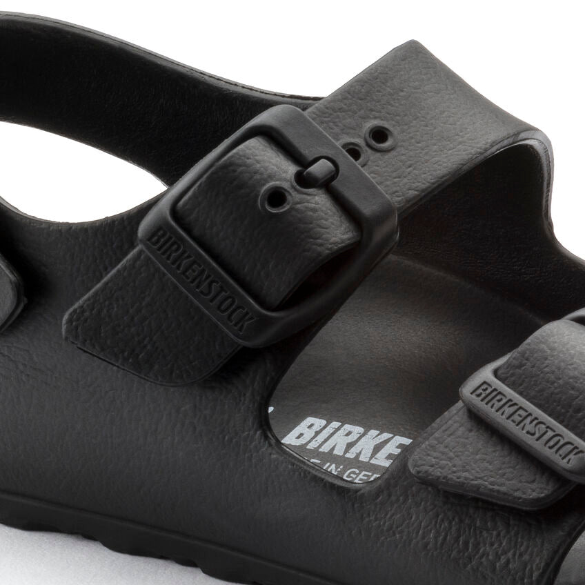 Birkenstock Kids Milano Essentials EVA Sandals - Black | Comfortable & Durable Waterproof Slides for Boys & Girls | Perfect for Beach, Pool, and Summer Outdoor Activities