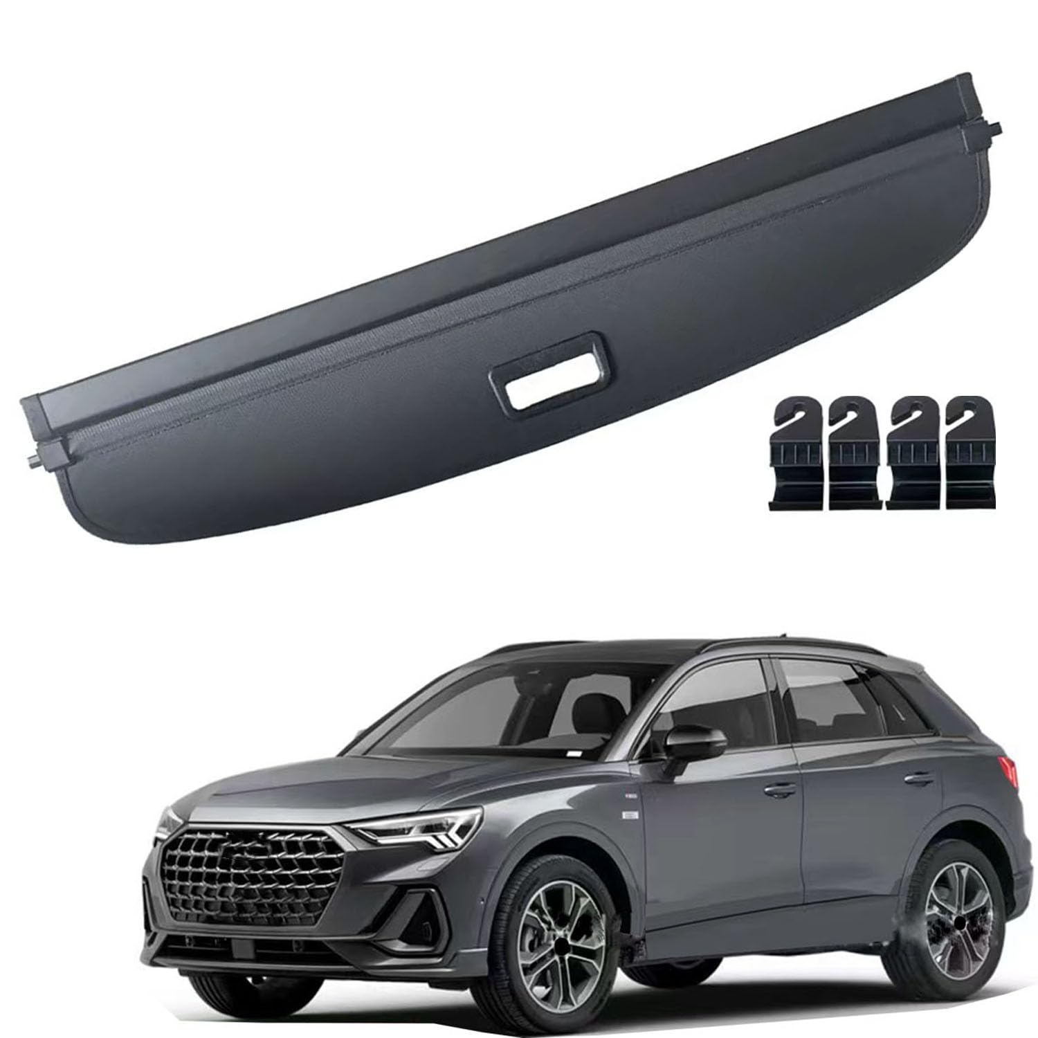 Audi Q3 2019-2024 Retractable Cargo Cover - Rear Trunk Luggage Security Shade Shield (1 Set) | Perfect for Travel, Groceries & Protecting Valuables