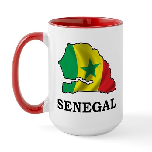White/Red Inside - Map Of Senegal Large Mug