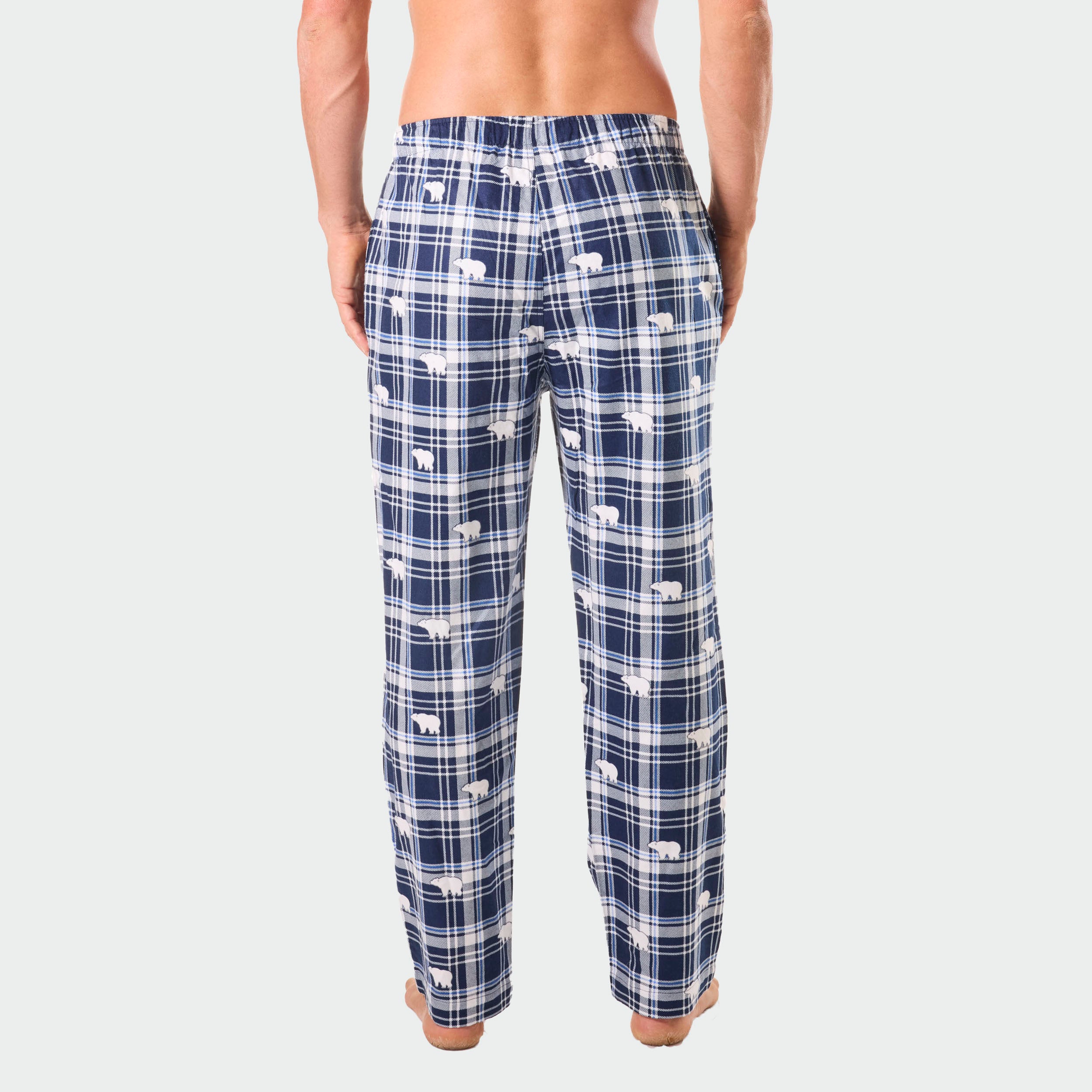 Men's Polar Bear Check Bamboo Flannel Sleep Pants - Navy Blue | Soft & Breathable Lounge Pajama Bottoms for Winter Nights & Cozy Home Relaxation