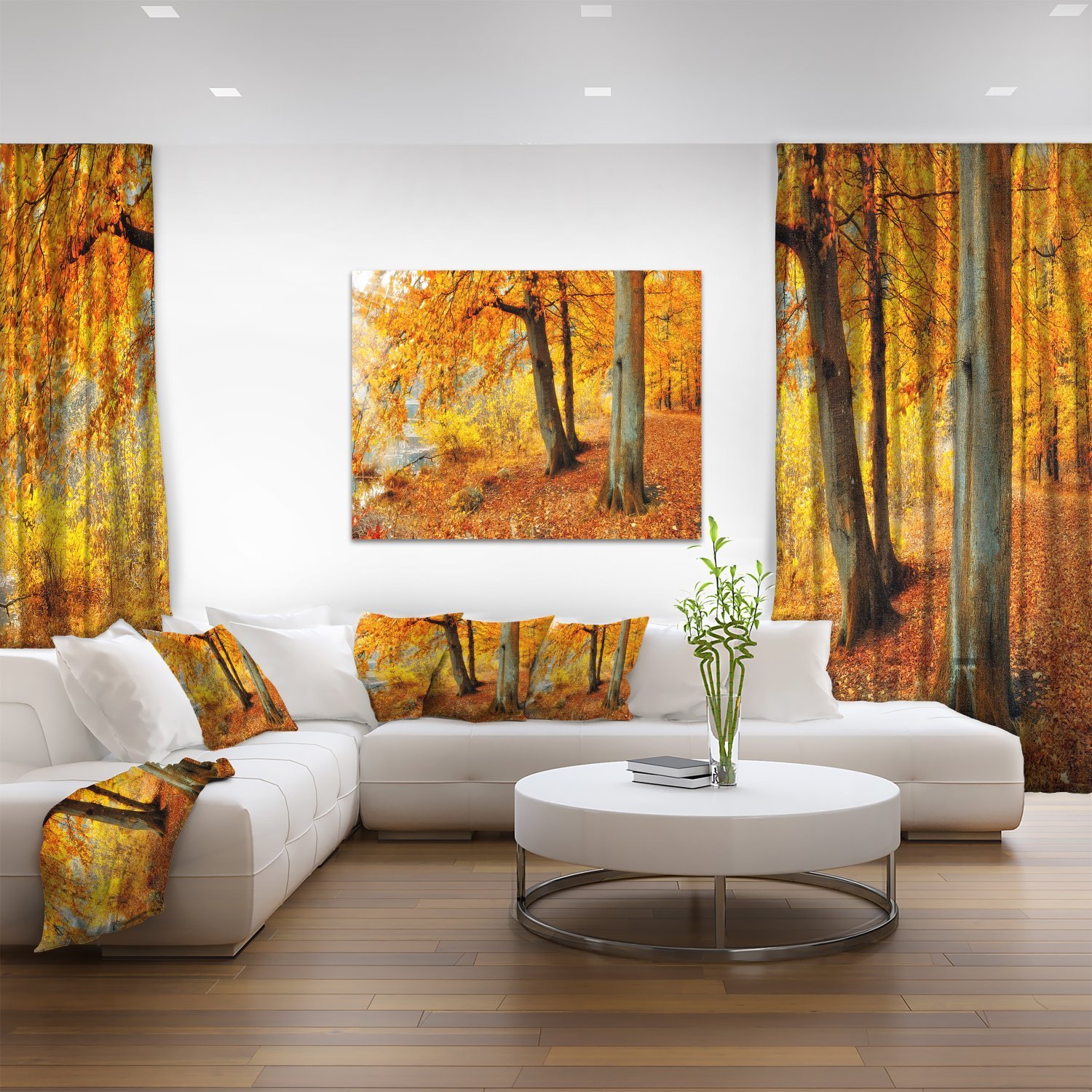 Autumn Forest Landscape Photography Canvas Print - Yellow Fall Foliage Wall Art for Living Room, Bedroom & Office Decor