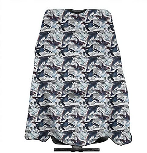 Cartoon Whale Hair Cutting Cape Salon Barber Cape Waterproof Hairdressing Apron for Kids Adults 55 X 66 in - Perfect for Home Haircuts & Professional Salons