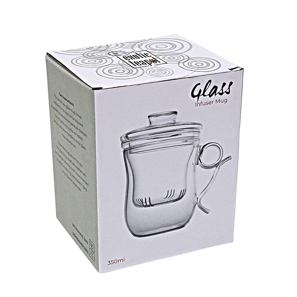Premium 350ml Glass Teapot Infuser Mug with Removable Strainer - Ultra Clear Loose Tea Cup with Drip Catcher Lid - Perfect for Home, Office & Tea Ceremonies