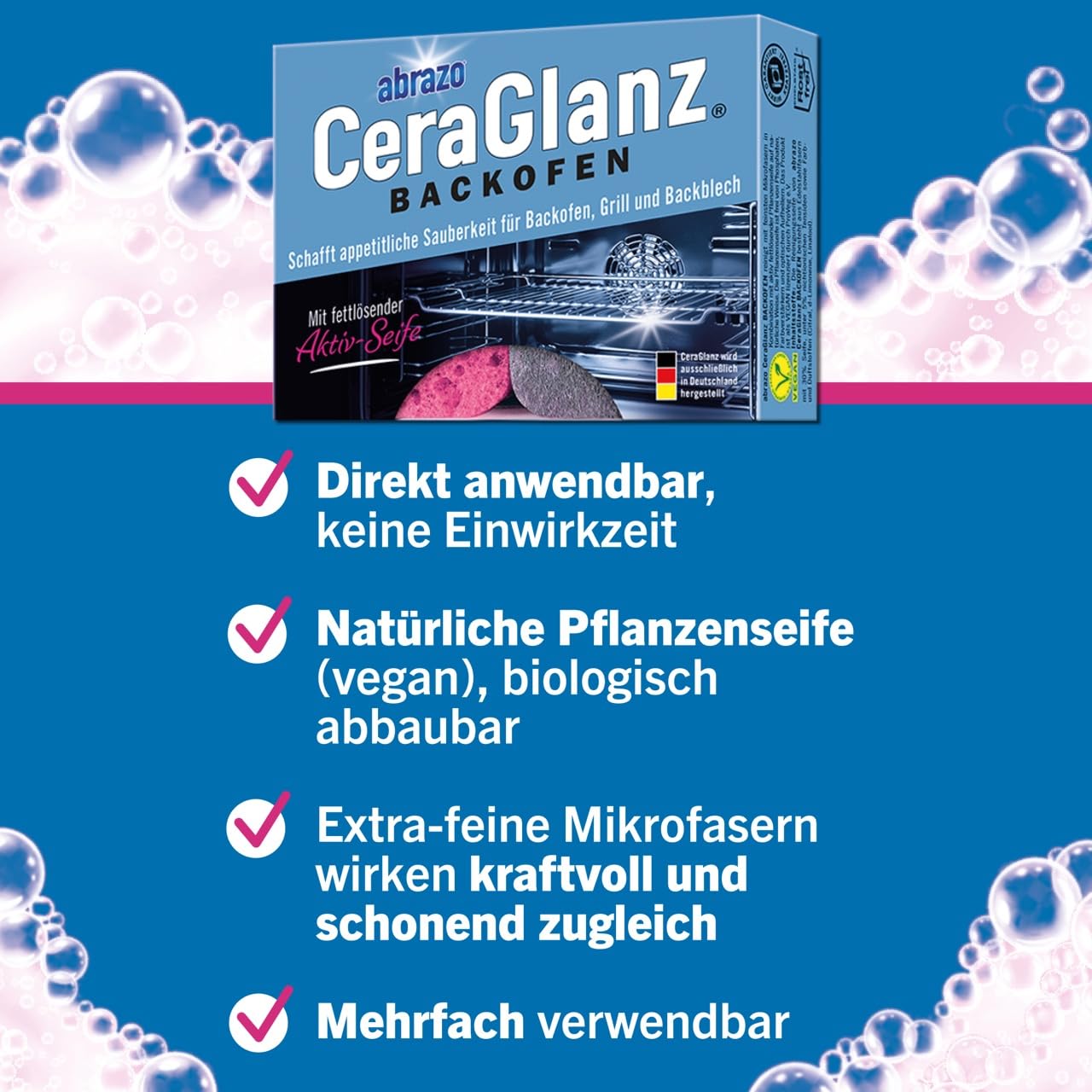 CeraGlanz Oven Cleaner - 4 Pack (2x2) | Antibacterial Oven Cleaner for Stubborn Grease & Grime | Safe & Effective for All Ovens | Perfect for Deep Cleaning, Kitchen Maintenance & Home Care