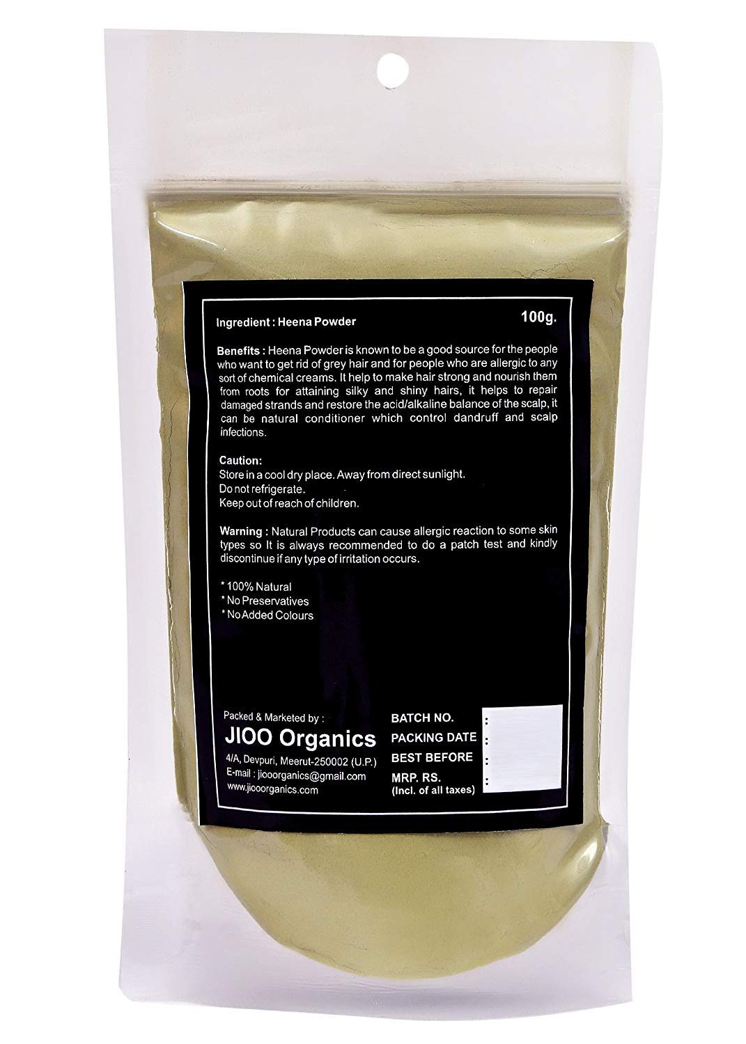 Jioo Organics 100% Pure Natural Henna Powder for Hair & Skin | Herbal Hair Dye & Mehndi Tattoo | Organic Hari Mehandi Powder with Henna Attar (100g) - Safe for DIY Hair Coloring, Bridal Mehndi & Body Art