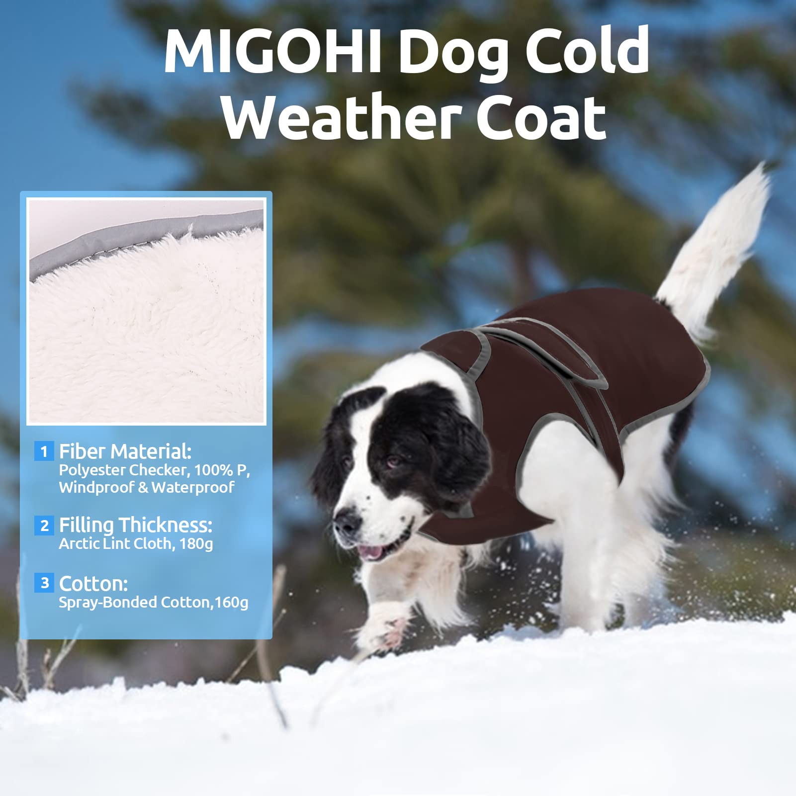 MIGOHI Reflective Dog Coat - Waterproof Windproof Winter Jacket for Small Medium Large Dogs, Fleece Lined Reversible Snowsuit with Stormguard Technology - Keep Your Pet Warm & Safe in Cold Weather, Snowy Walks & Outdoor Adventures