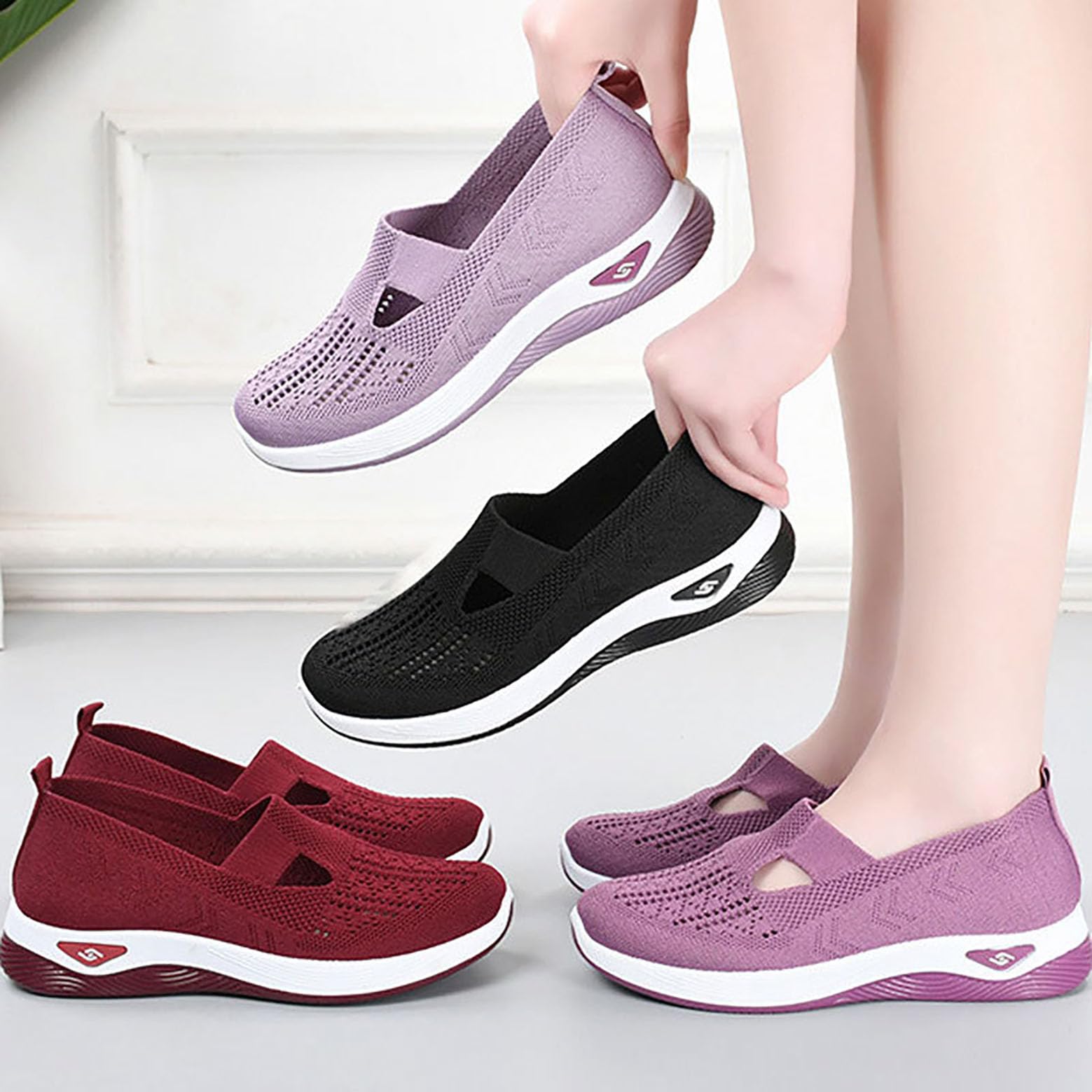 **Women's Orthopedic Sneakers - Breathable Woven Walking Shoes with Arch Support & Air Cushion Foam Sole for Hiking, Comfort & Pain Relief - Perfect for Daily Wear, Travel & Outdoor Activities**