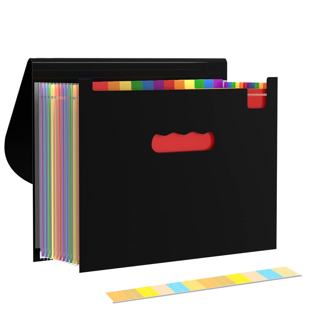 CN1ST Colored File Folders - 12-Pocket Expanding Organizer with Tags & Closure (900 Sheets Capacity) for Classroom, Home, Office & Travel - A4 & Letter Size | Perfect for Document Storage, School Supplies & Business Organization