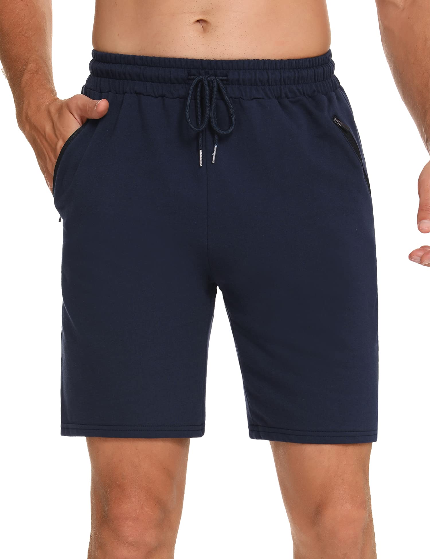 Wayleb Men's Running Shorts with Zipper Pockets - Breathable Cotton Workout Shorts, Elastic Waist Gym Athletic Shorts for Summer Training - 3 Inch Inseam, XXL, Black - Perfect for Jogging, Gym & Outdoor Sports